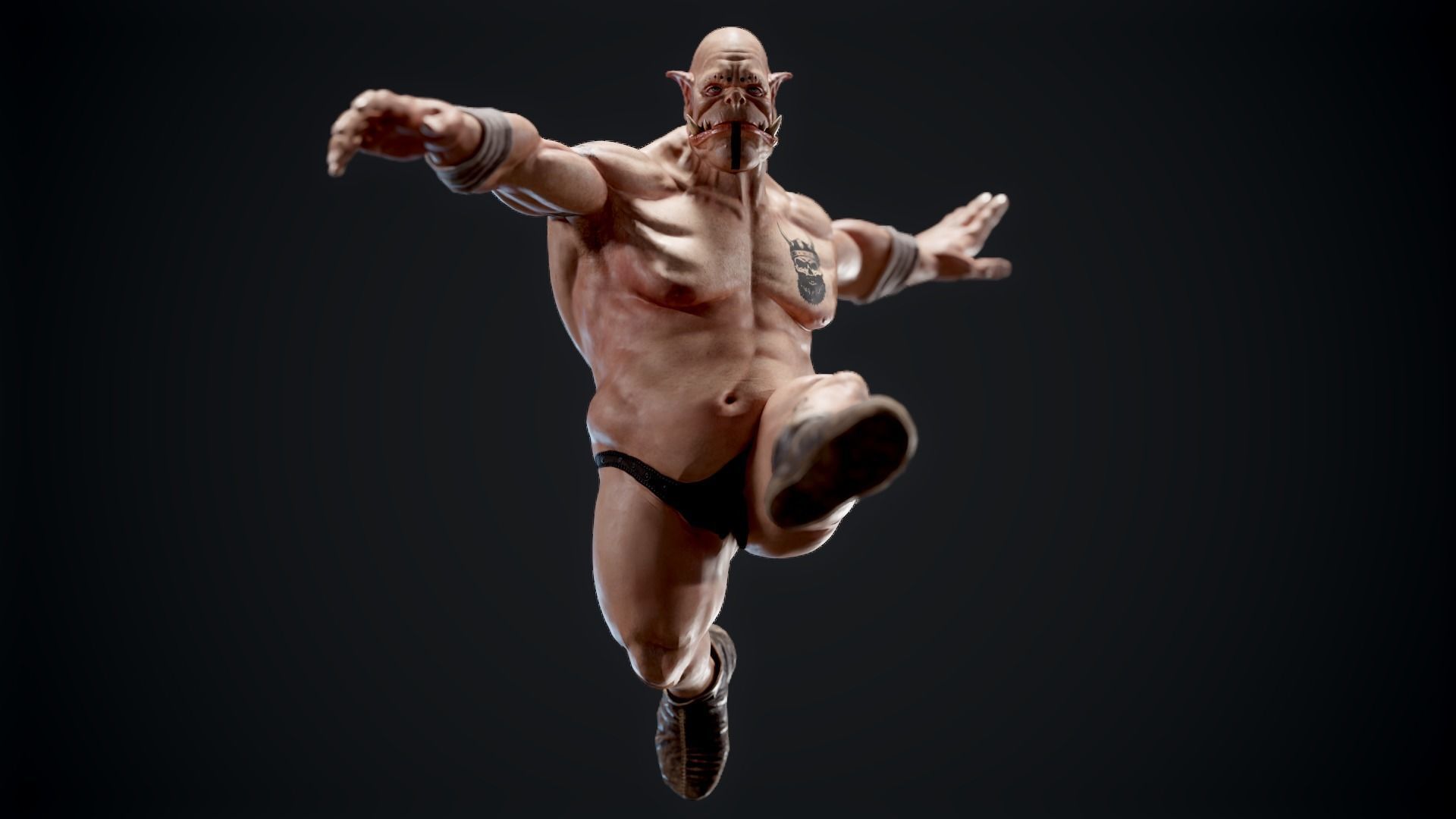 Orc low poly model muscular man Low-poly 3D model_20
