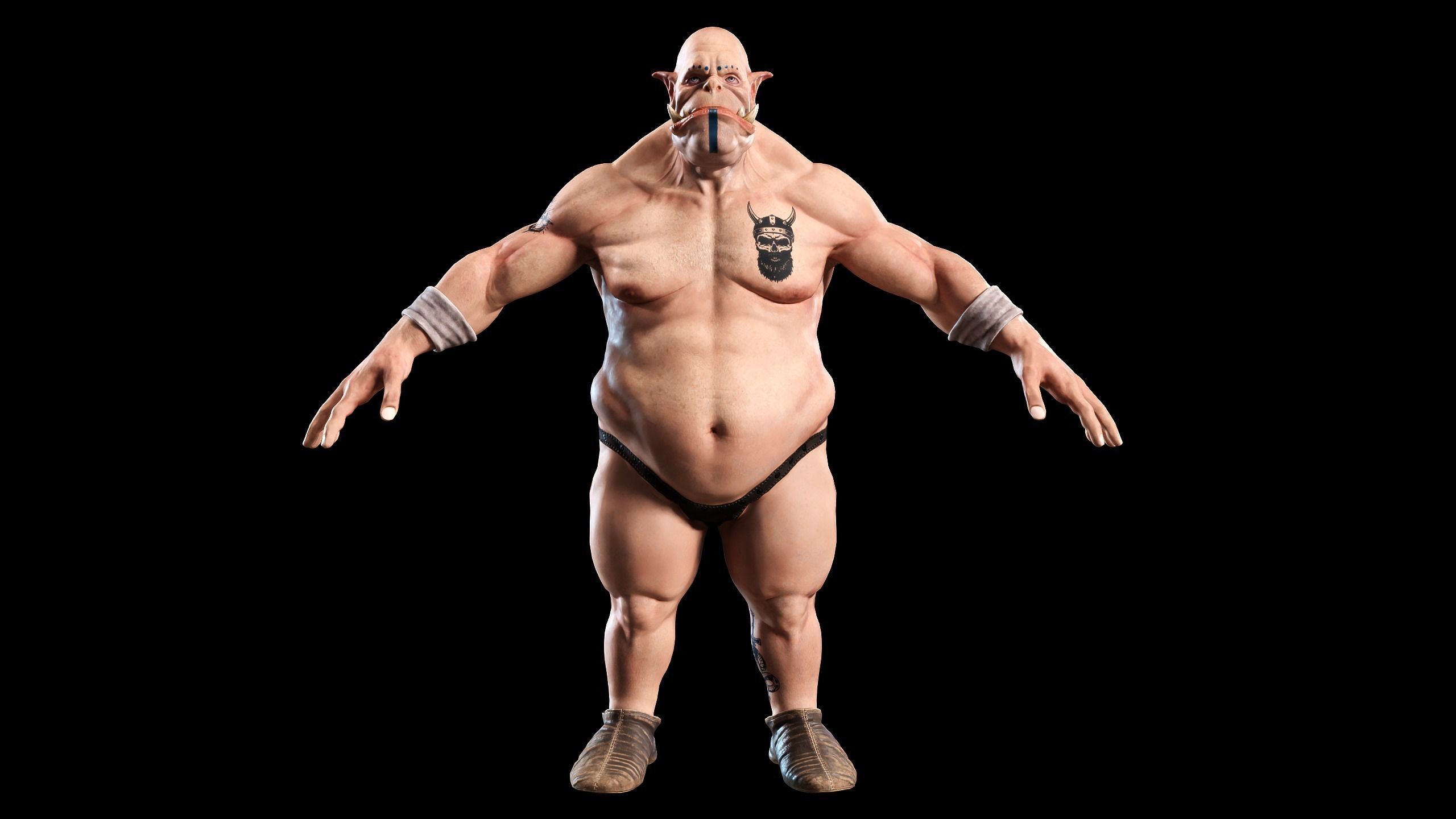 Orc low poly model muscular man Low-poly 3D model_24