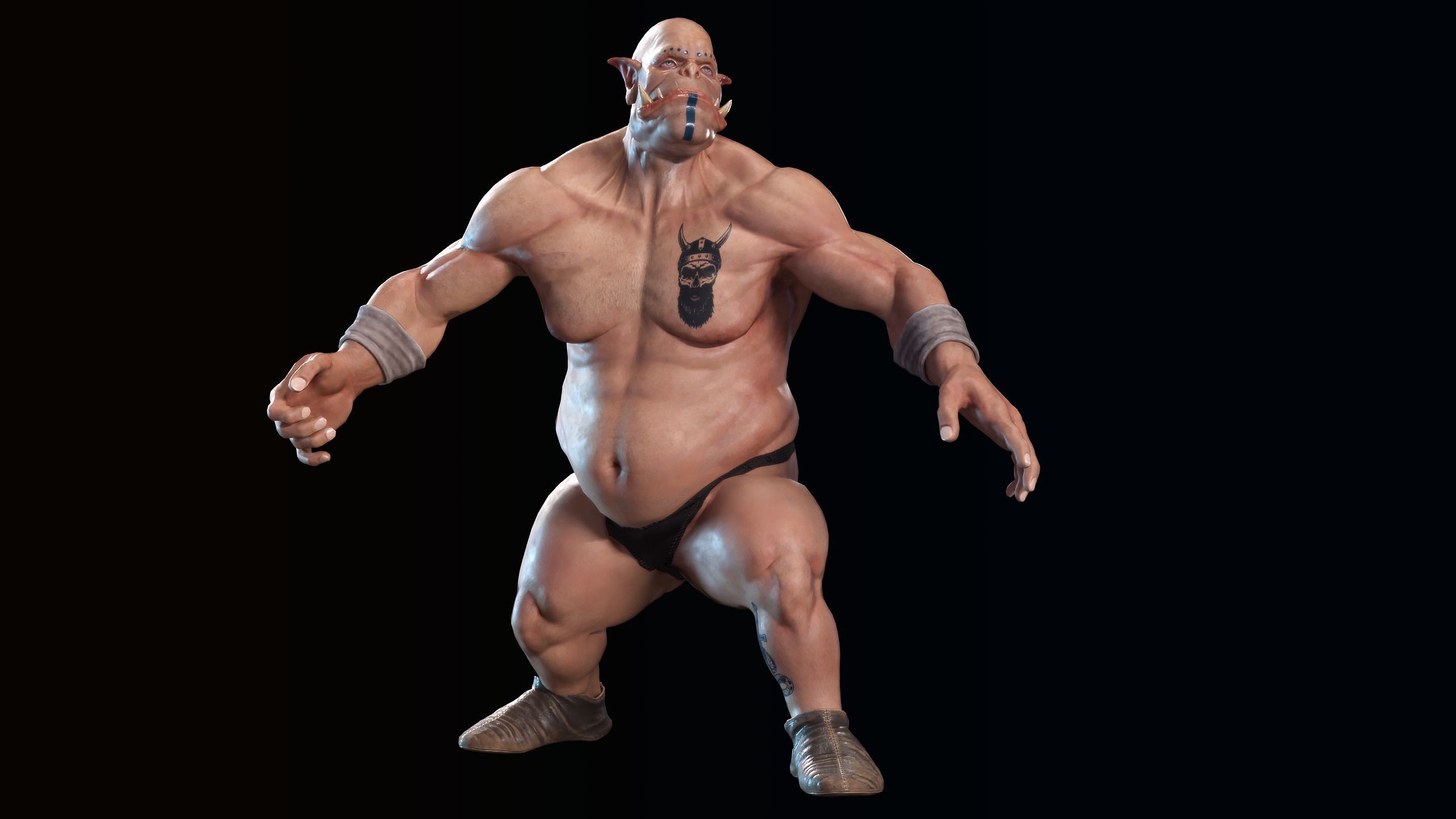 Orc low poly model muscular man Low-poly 3D model_29