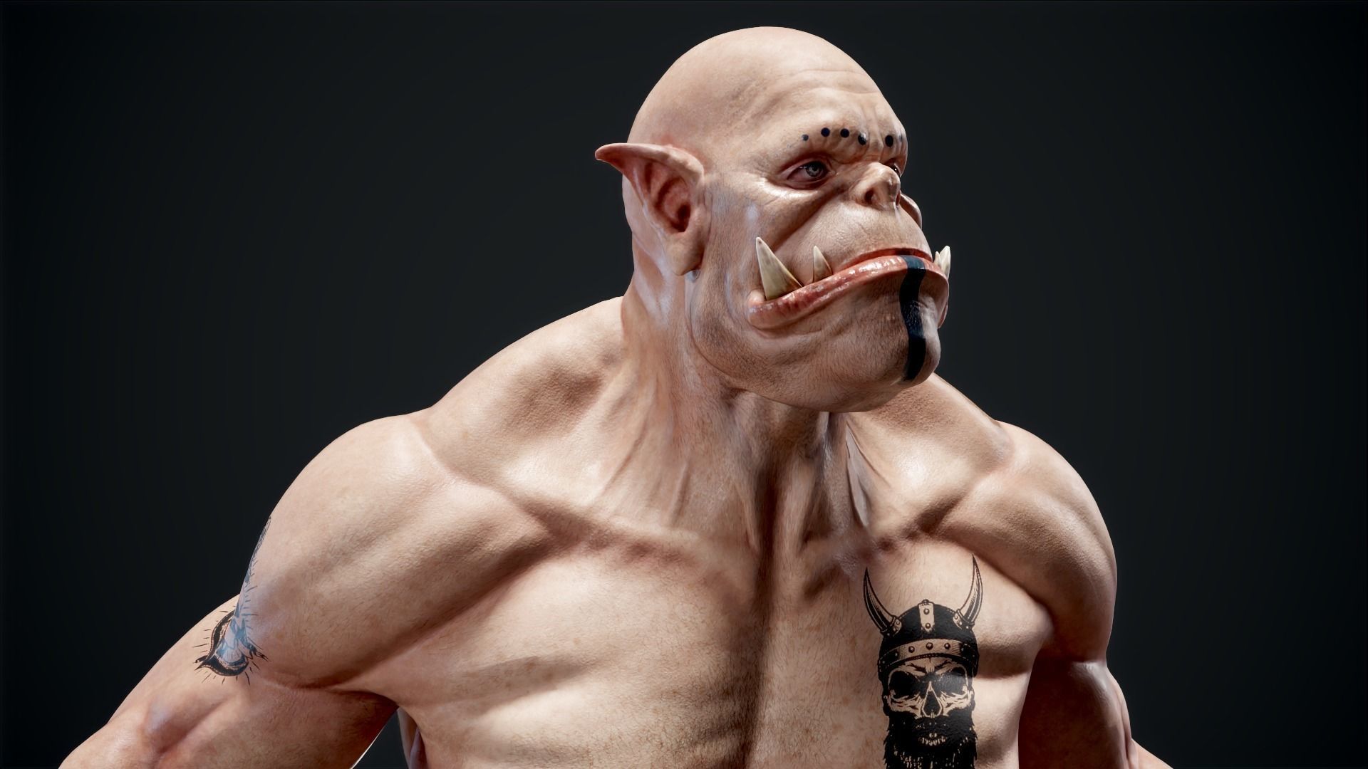 Orc low poly model muscular man Low-poly 3D model_22