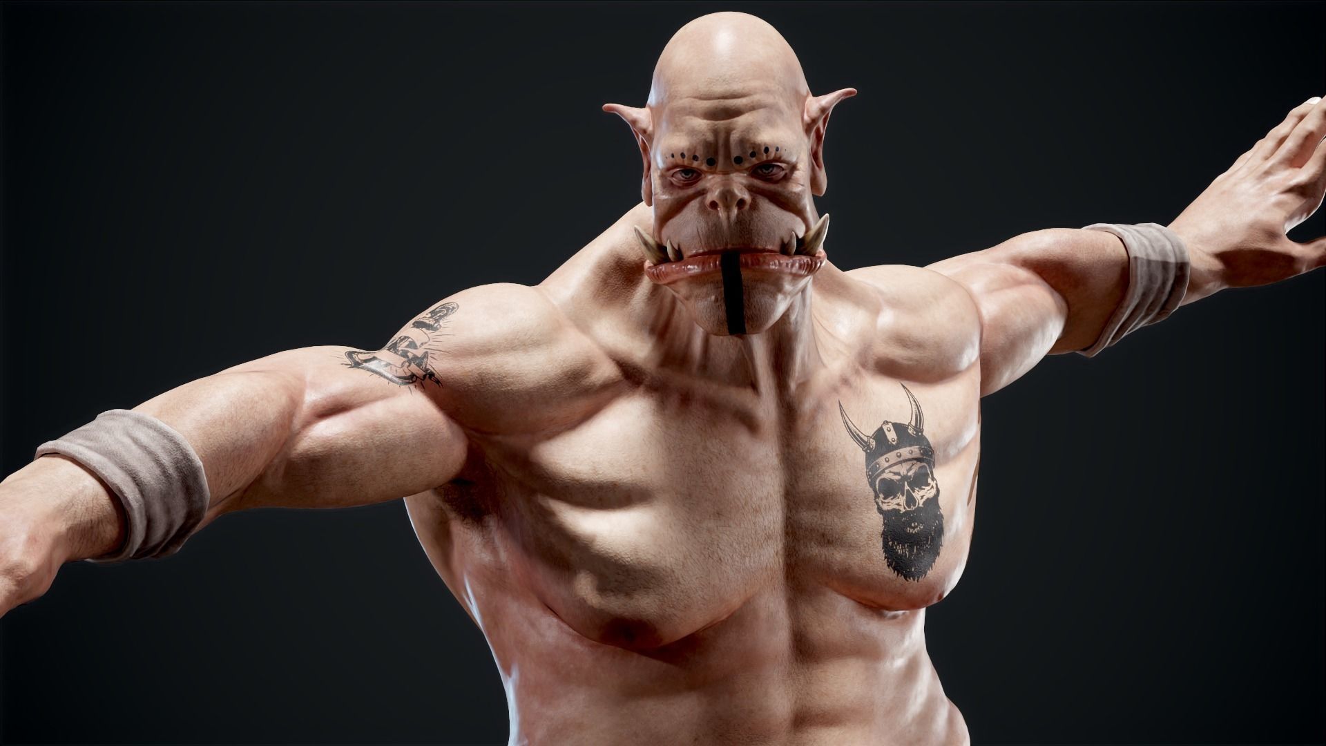 Orc low poly model muscular man Low-poly 3D model_12