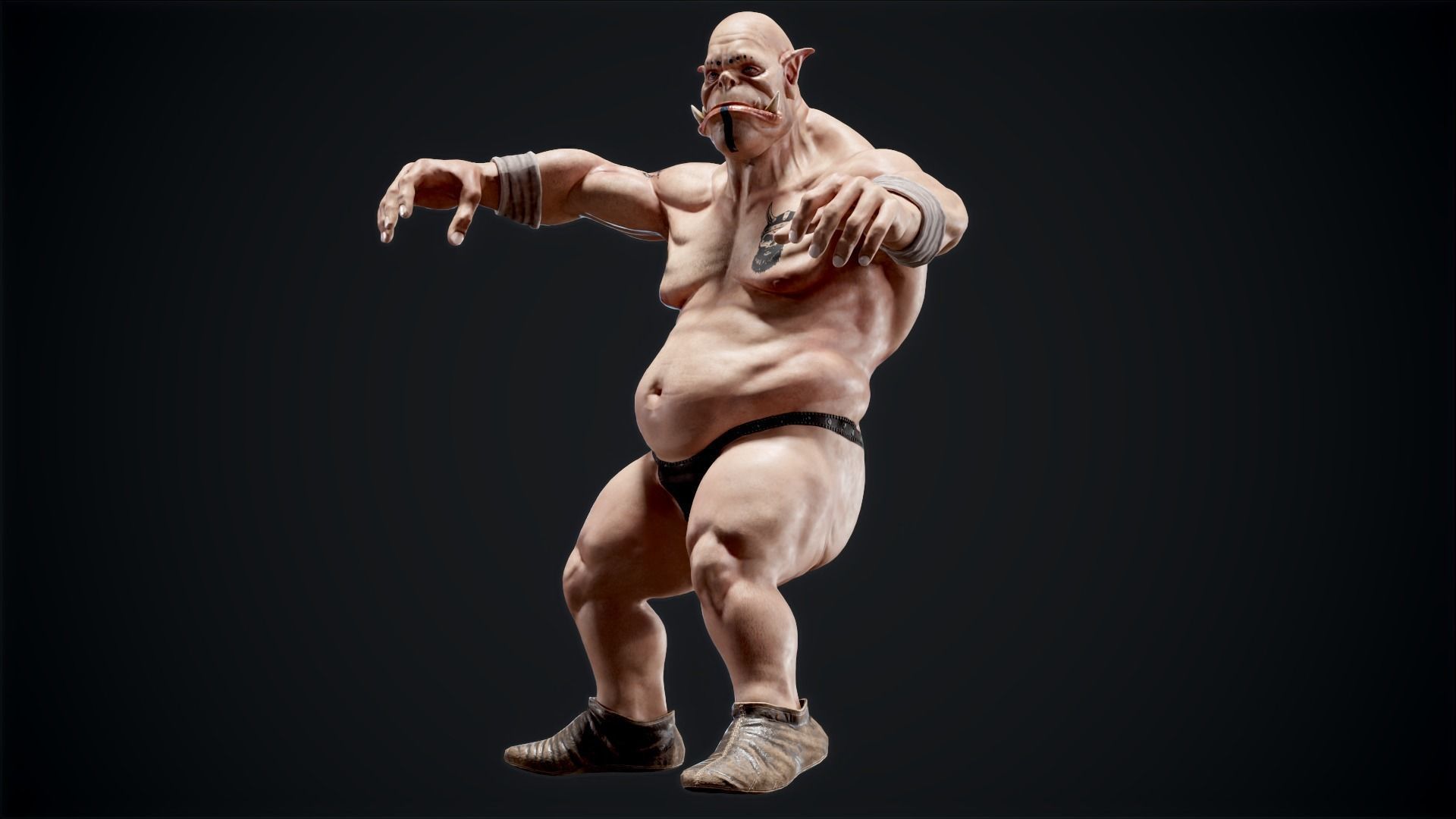 Orc low poly model muscular man Low-poly 3D model_15