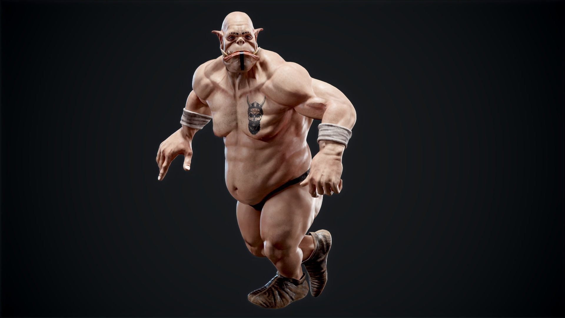 Orc low poly model muscular man Low-poly 3D model_3