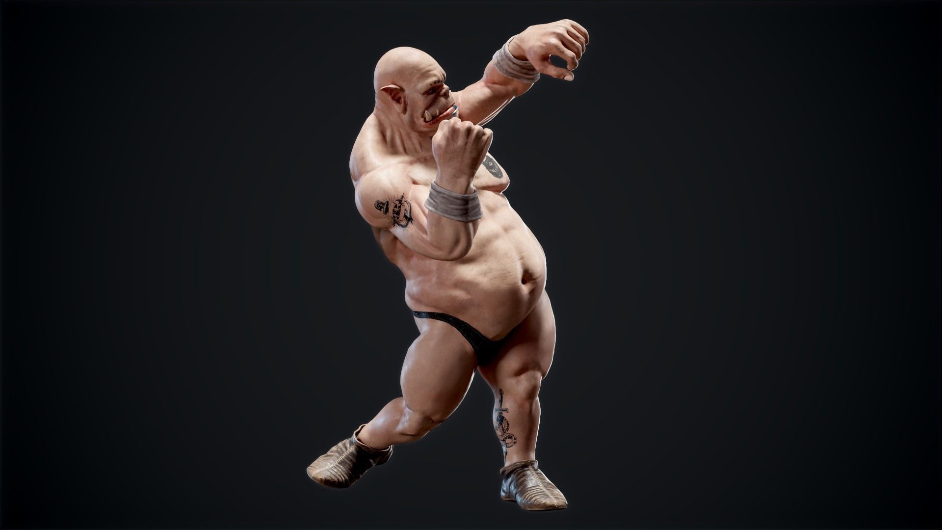 Orc low poly model muscular man Low-poly 3D model_8