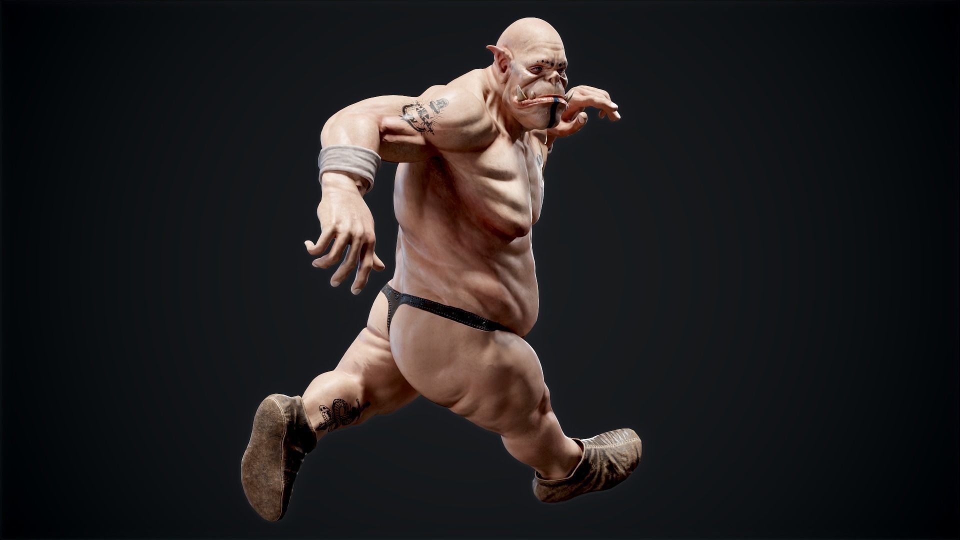 Orc low poly model muscular man Low-poly 3D model_17