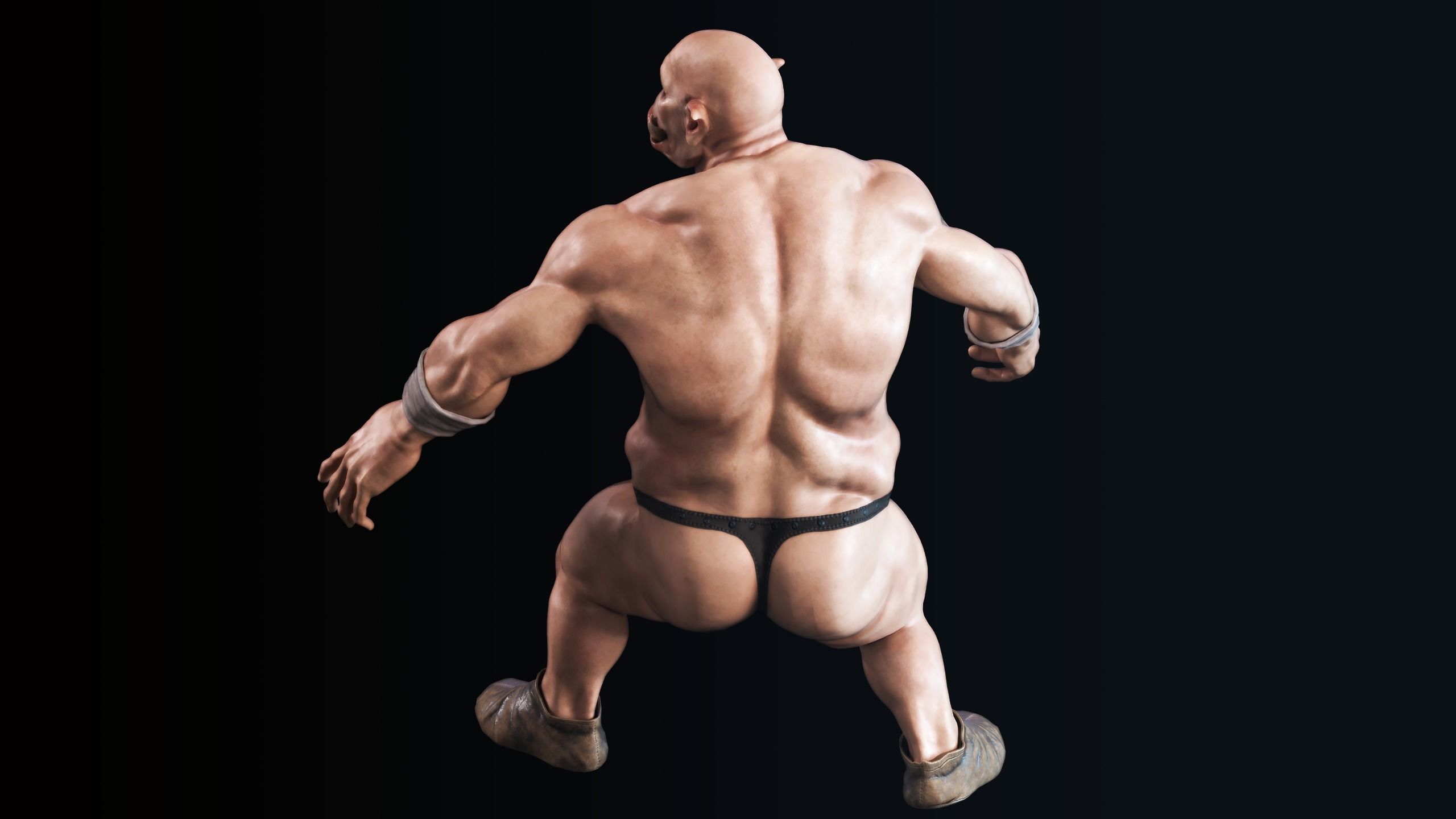 Orc low poly model muscular man Low-poly 3D model_37