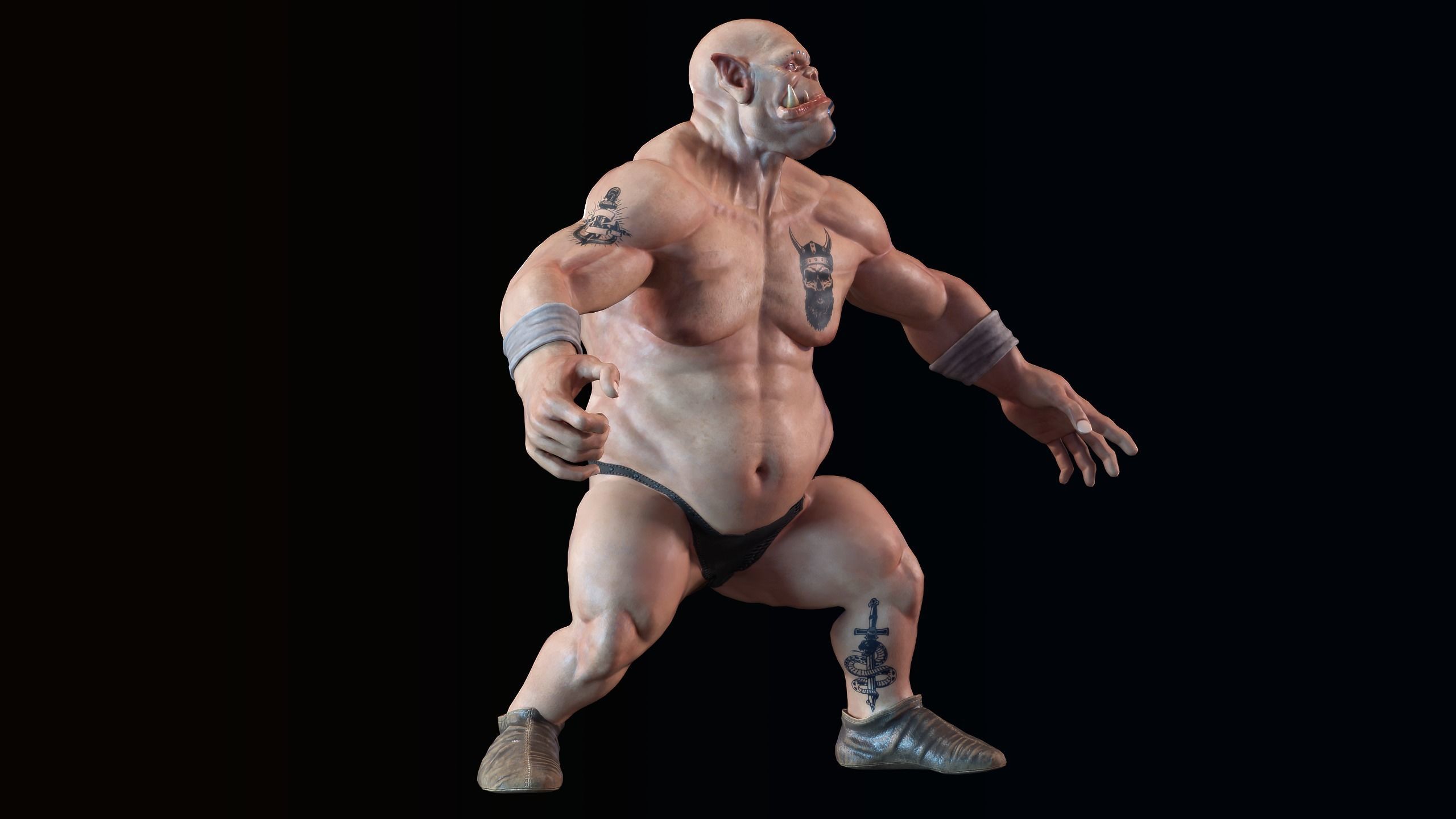 Orc low poly model muscular man Low-poly 3D model_25