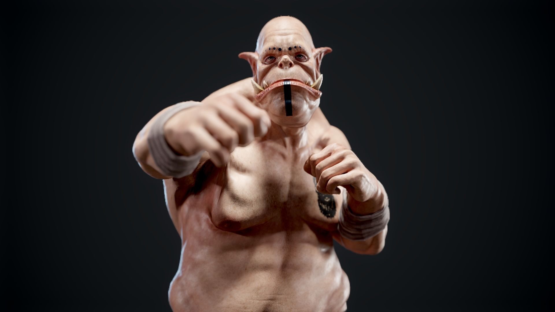Orc low poly model muscular man Low-poly 3D model_23