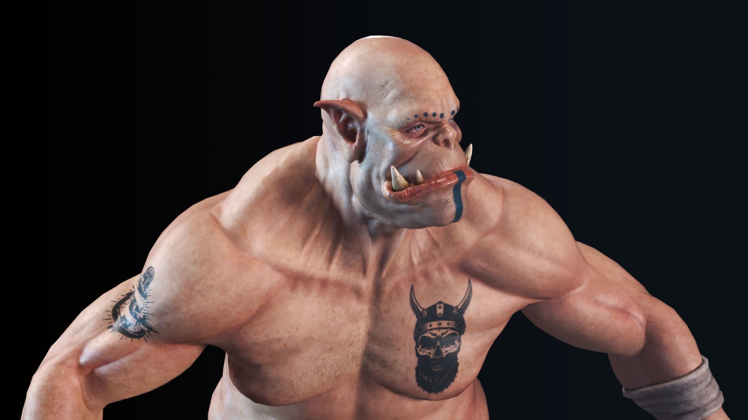 Orc low poly model muscular man Low-poly 3D model_36