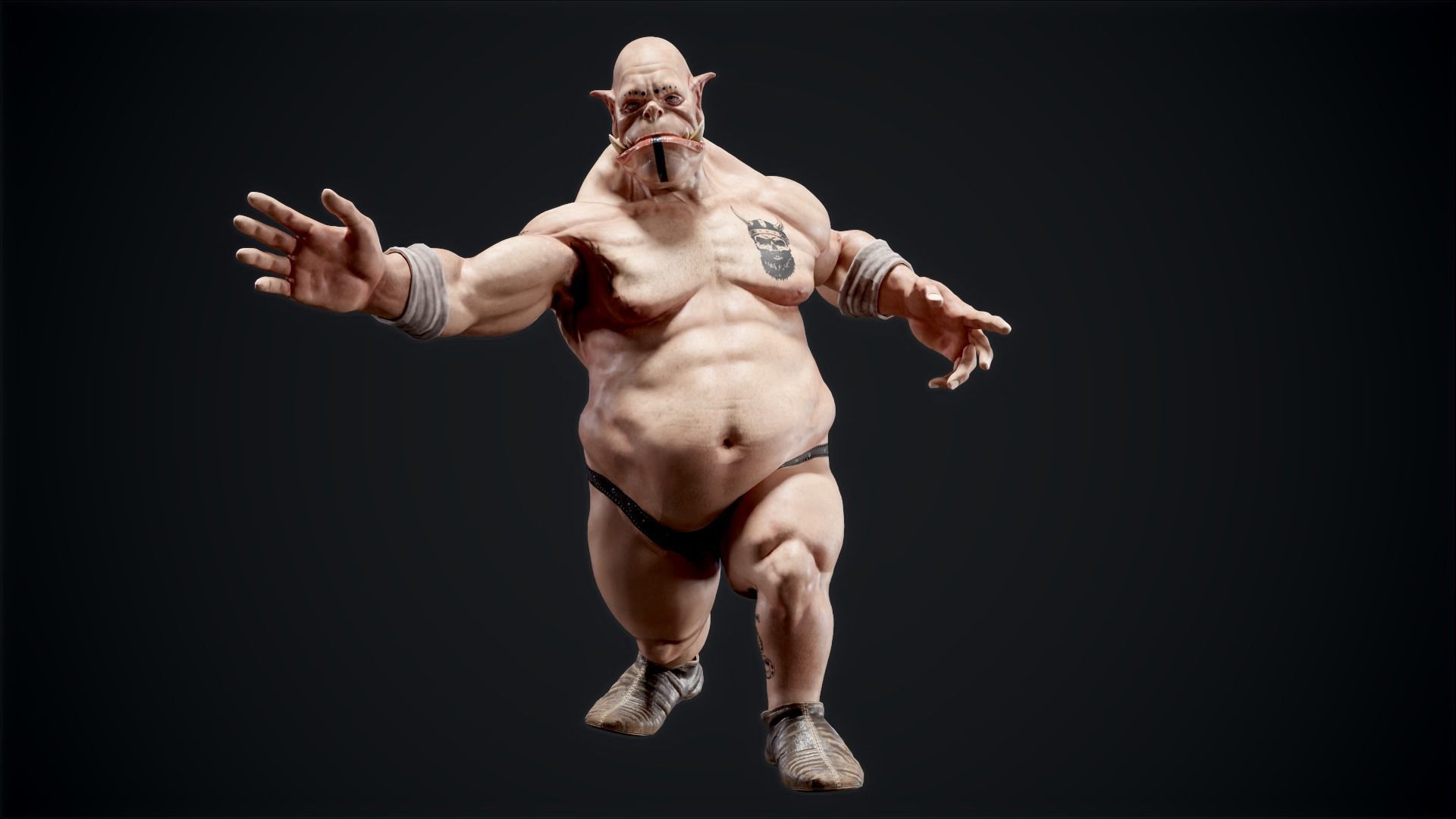 Orc low poly model muscular man Low-poly 3D model_6