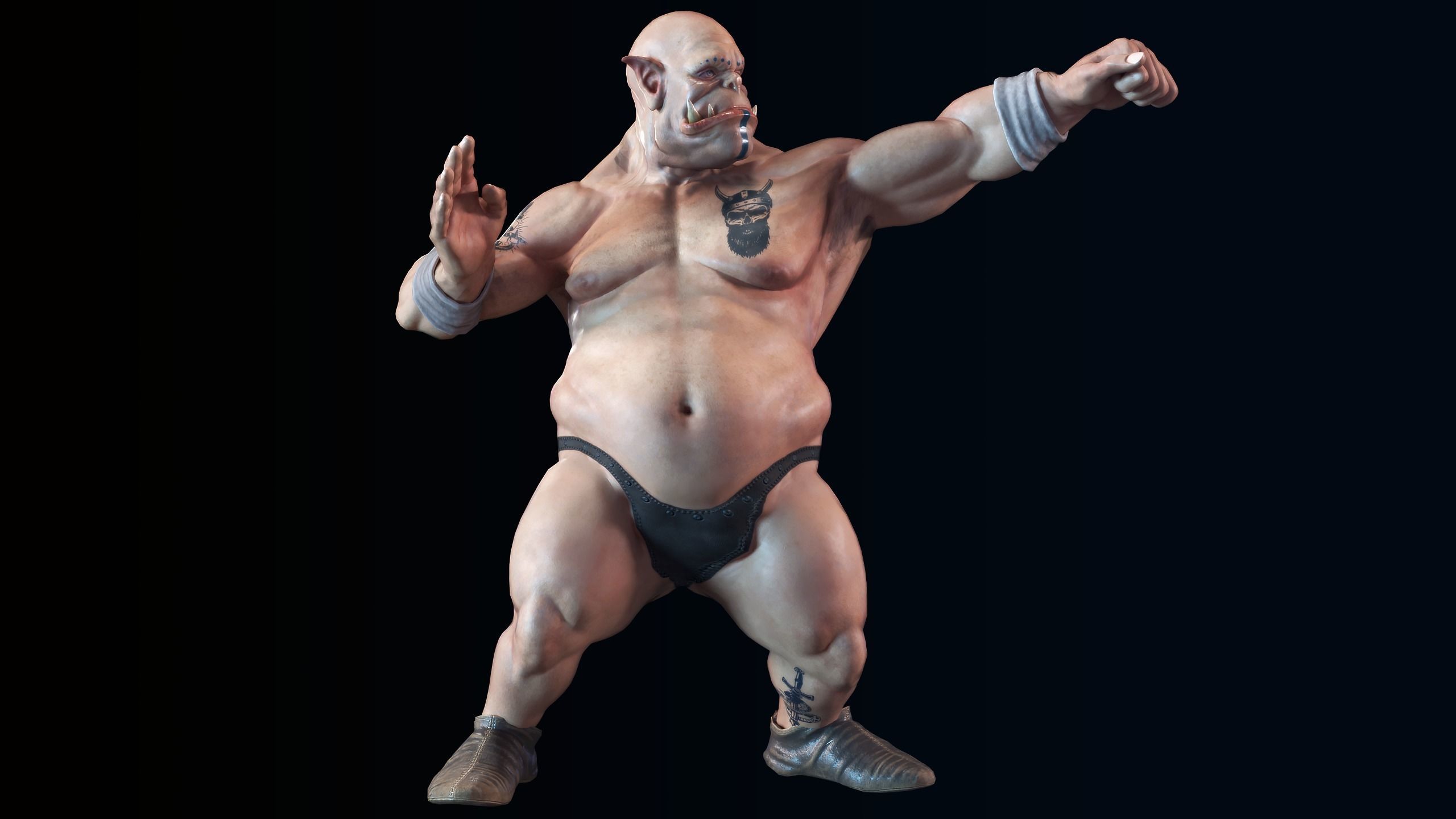 Orc low poly model muscular man Low-poly 3D model_32