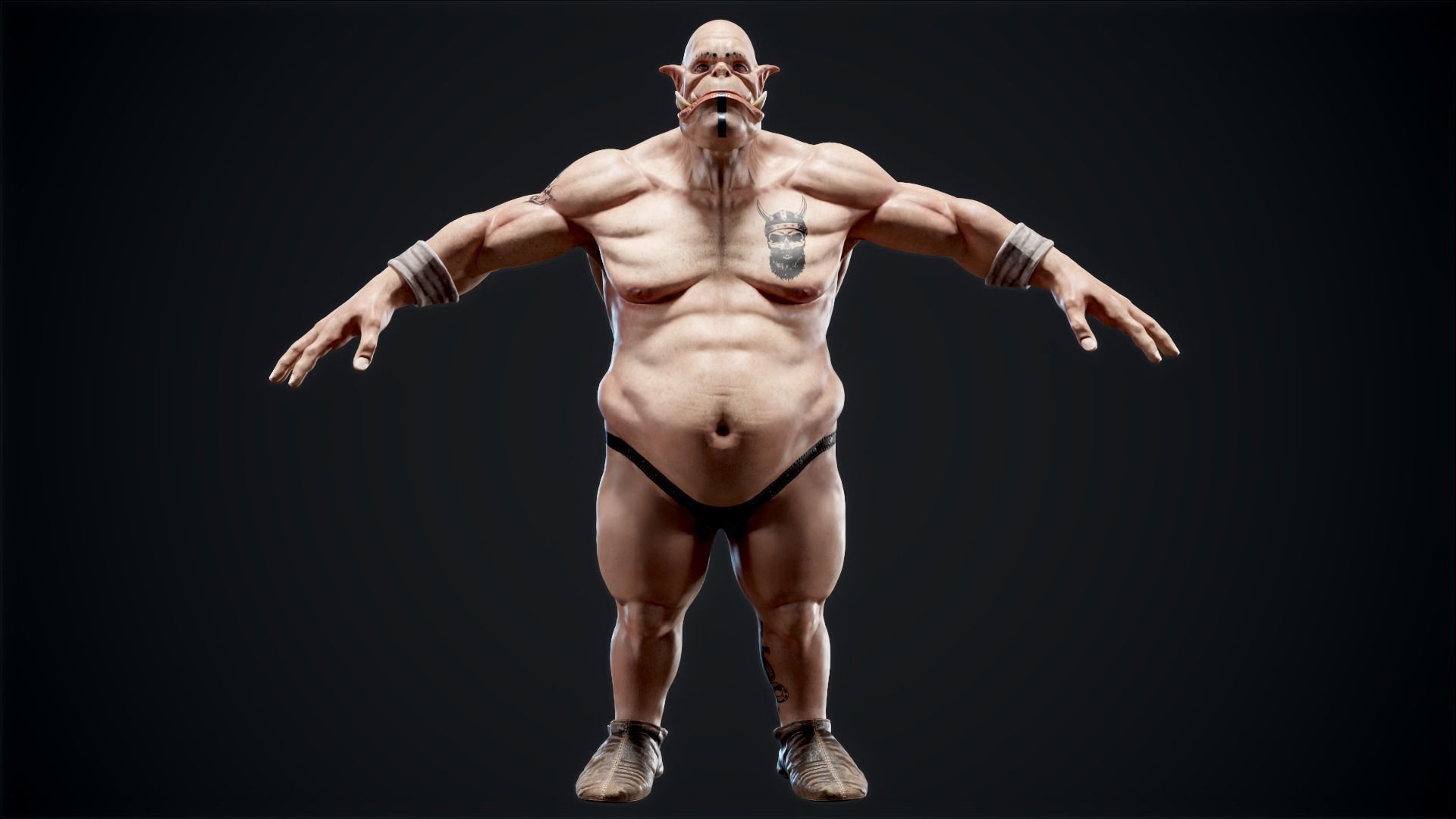 Orc low poly model muscular man Low-poly 3D model_19