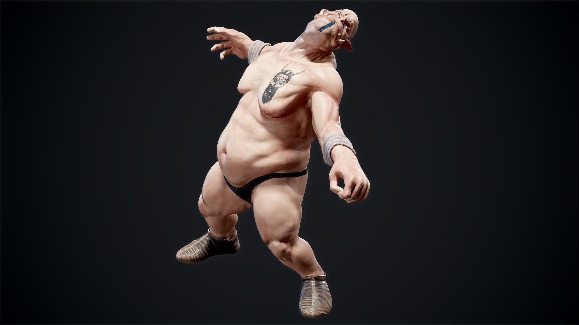 Orc low poly model muscular man Low-poly 3D model_10