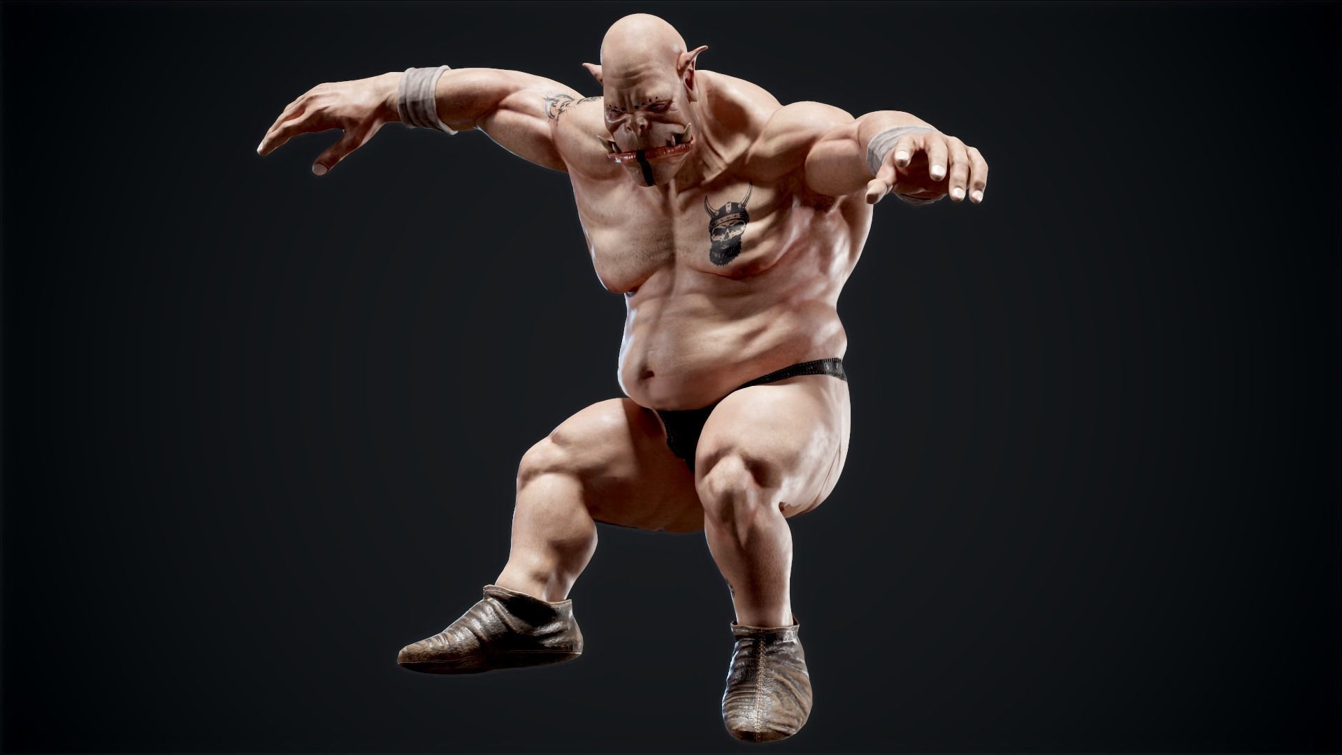 Orc low poly model muscular man Low-poly 3D model_13