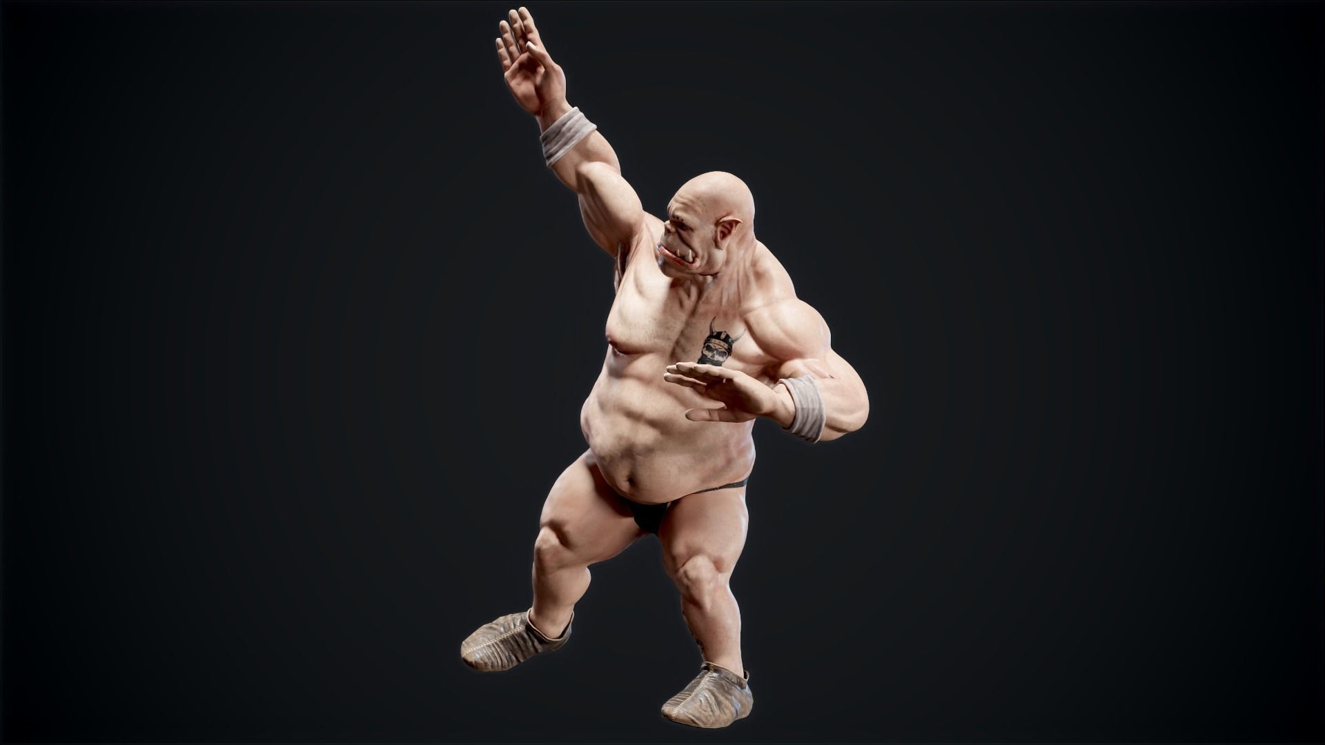 Orc low poly model muscular man Low-poly 3D model_14