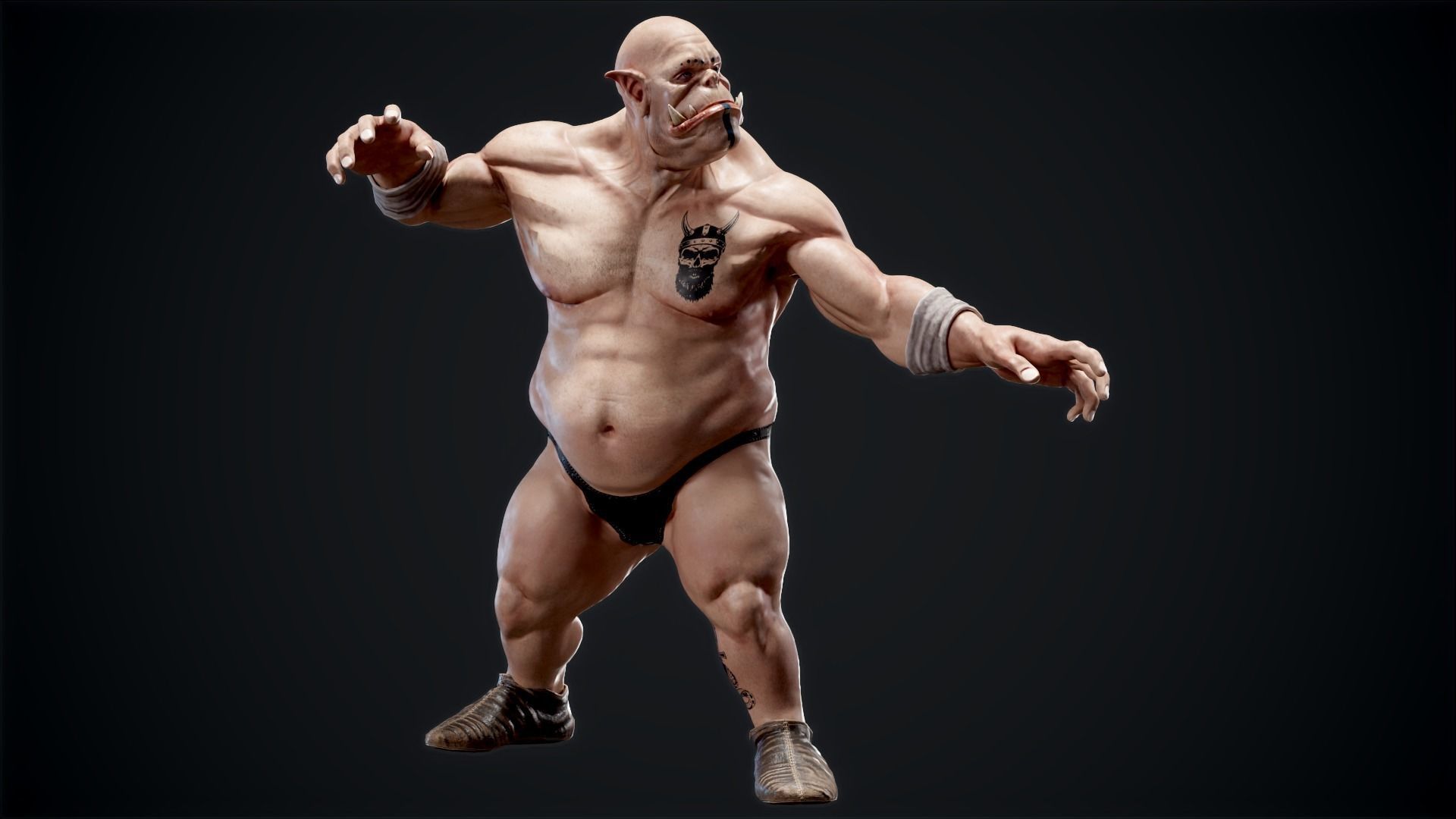 Orc low poly model muscular man Low-poly 3D model_9
