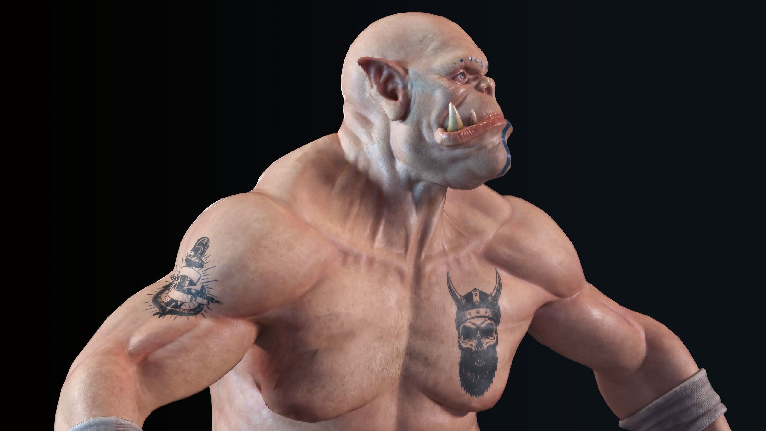 Orc low poly model muscular man Low-poly 3D model_35
