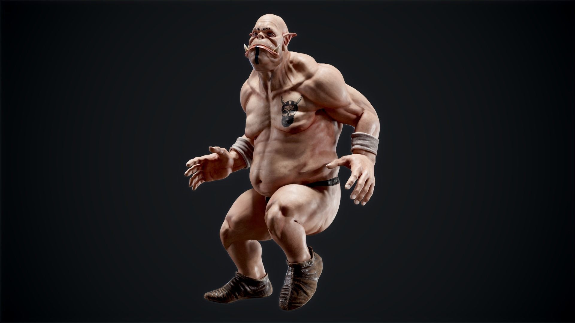 Orc low poly model muscular man Low-poly 3D model_11