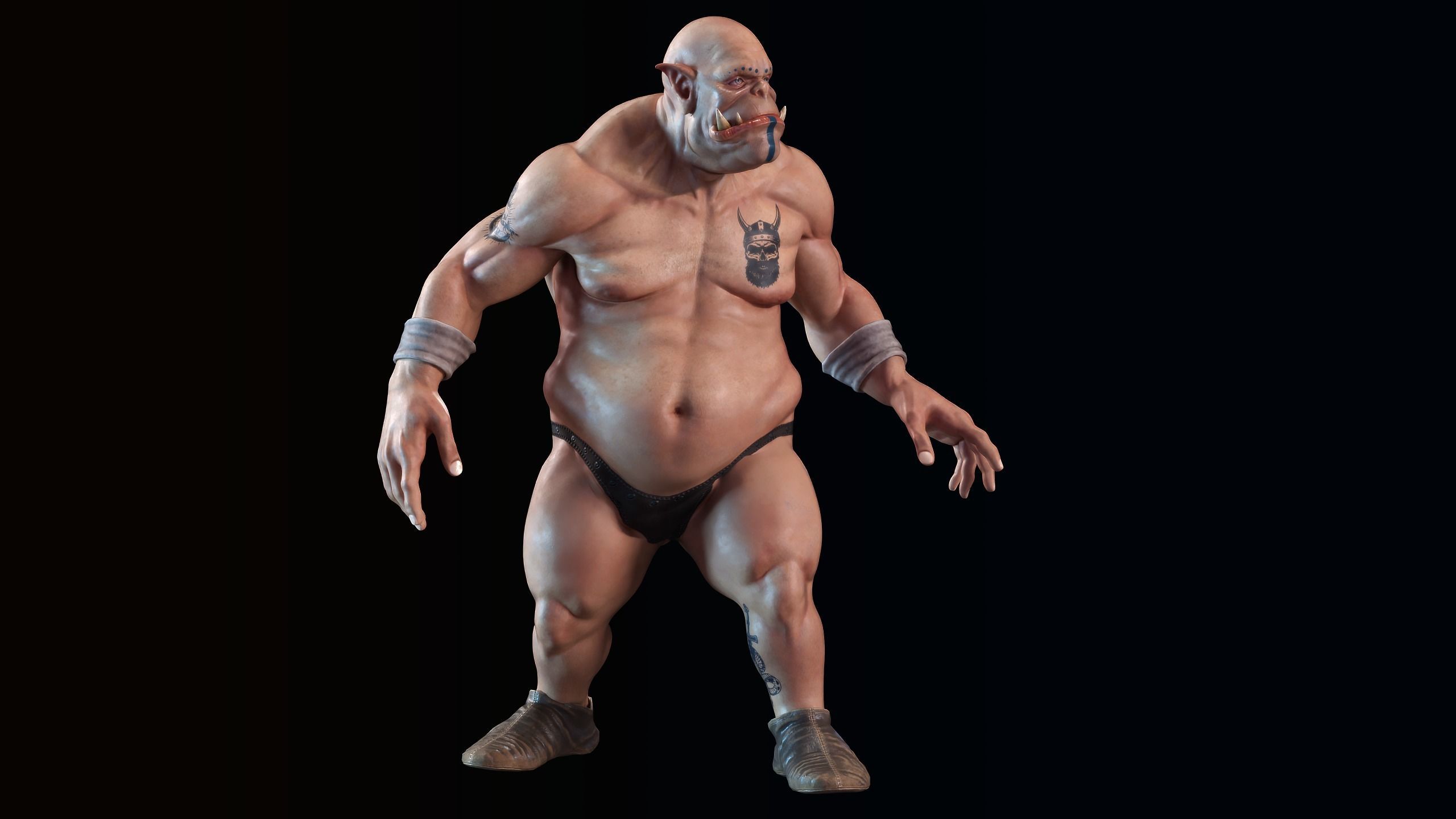 Orc low poly model muscular man Low-poly 3D model_27