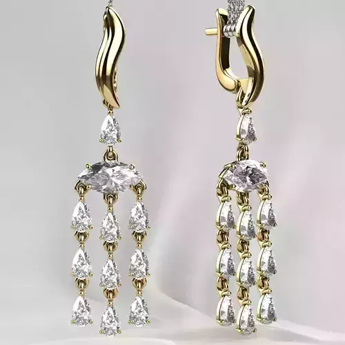 Marquise and Pears Fashion Gold Earrings