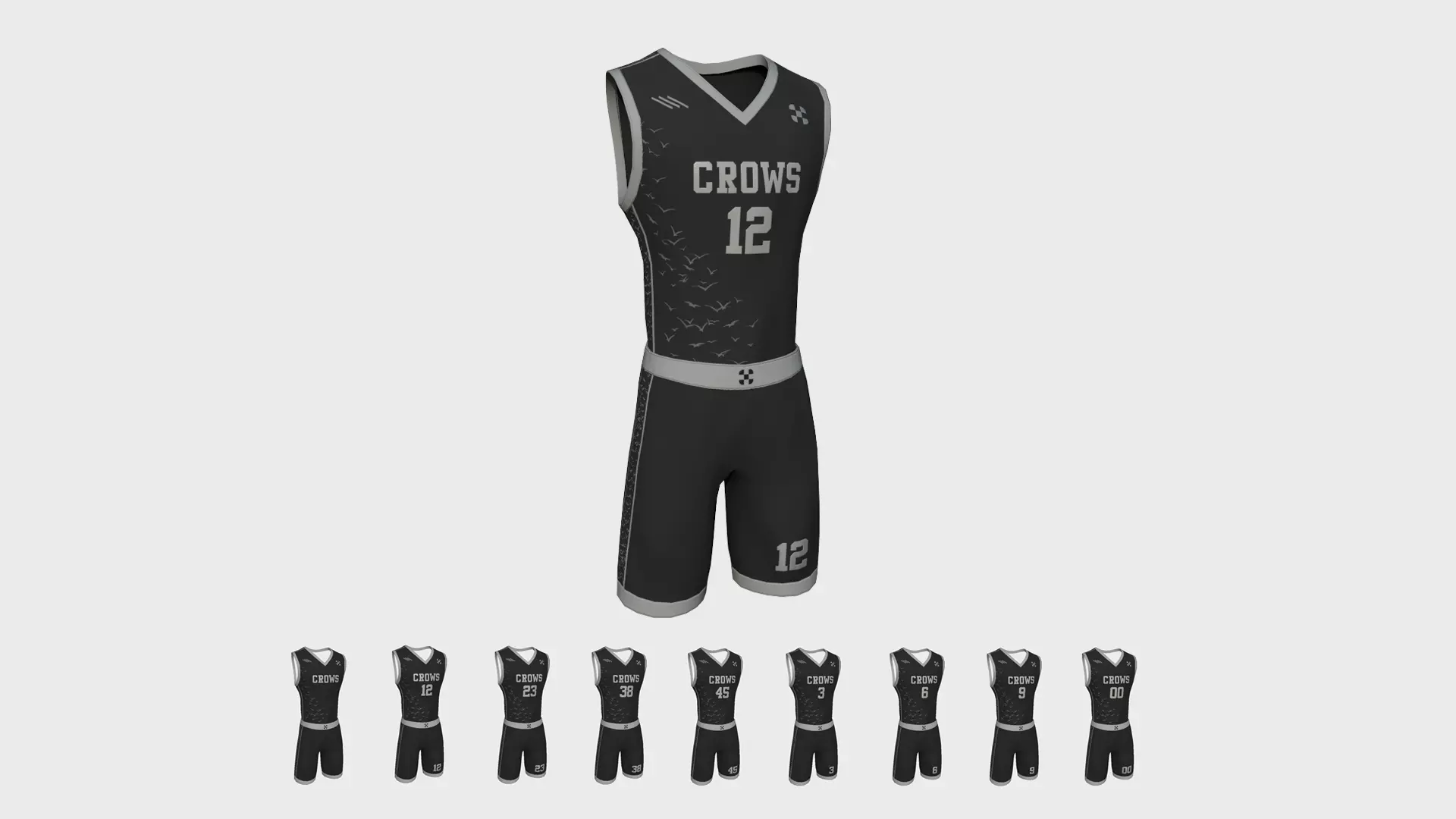 Basketball Fantasy Team Crows Uniform - Character Design Low-poly 3D model_0