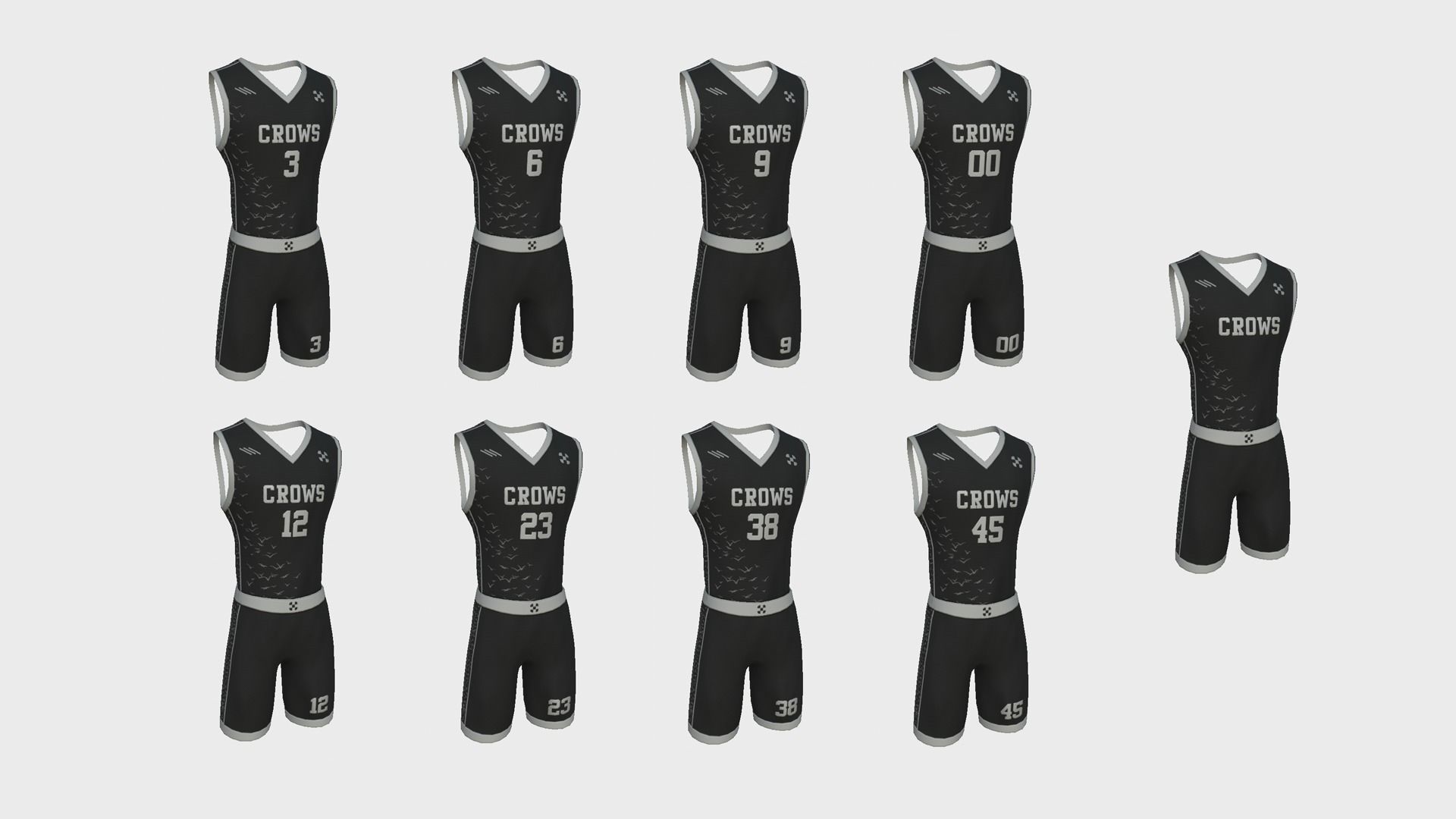 Basketball Fantasy Team Crows Uniform - Character Design Low-poly 3D model_1