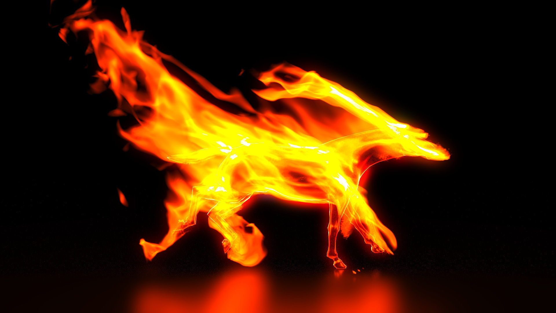 Running Horse in fire scene vray corona renderer ready 3D model_2