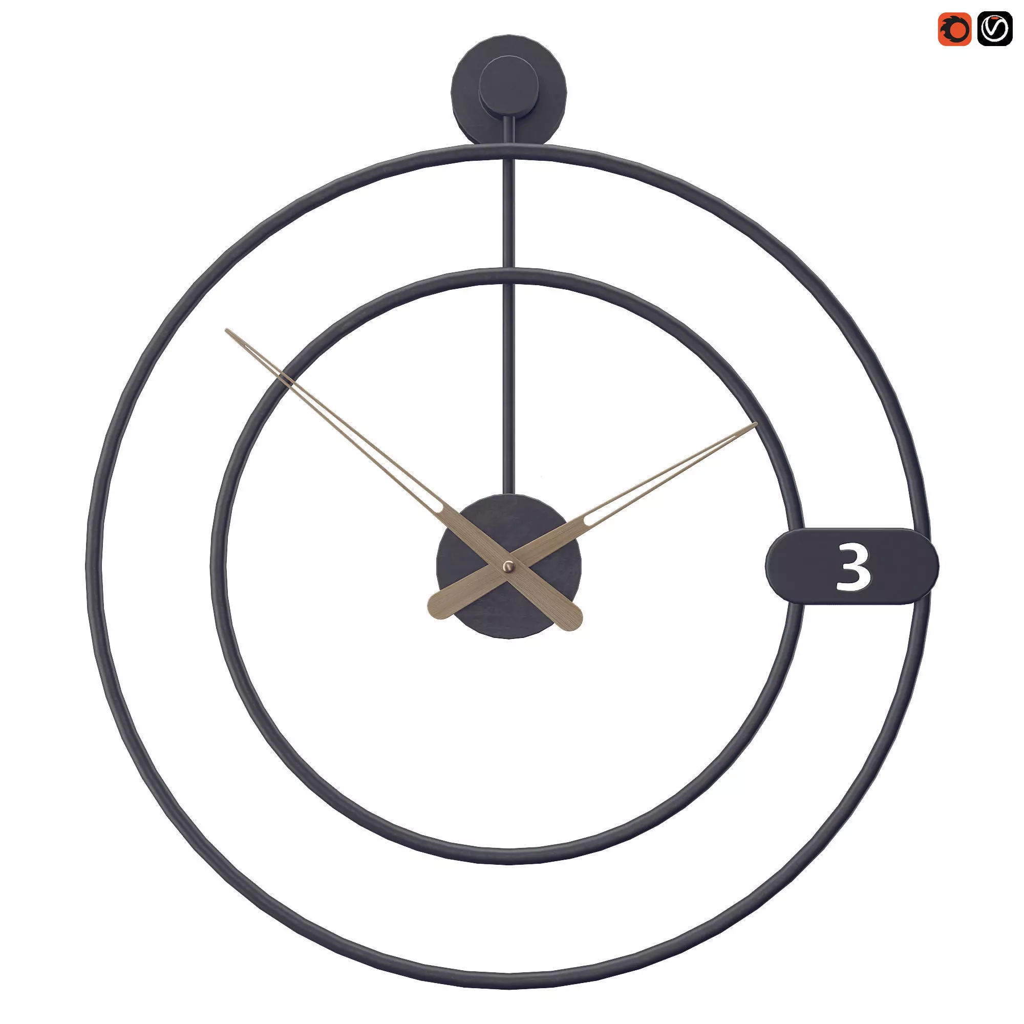 Iron Atmosphere Wall Clock 3D model_0