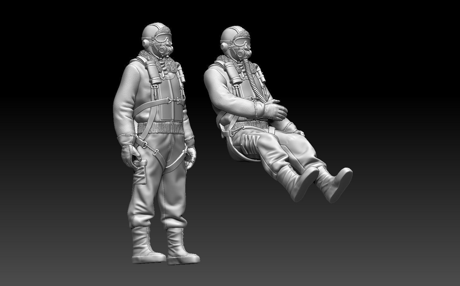 pilot us ww2 3D print model_11