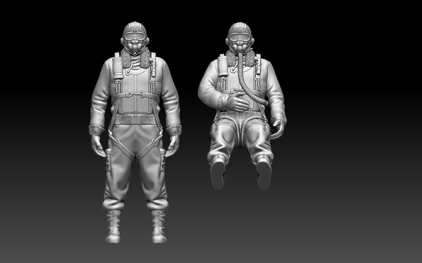 pilot us ww2 3D print model_34