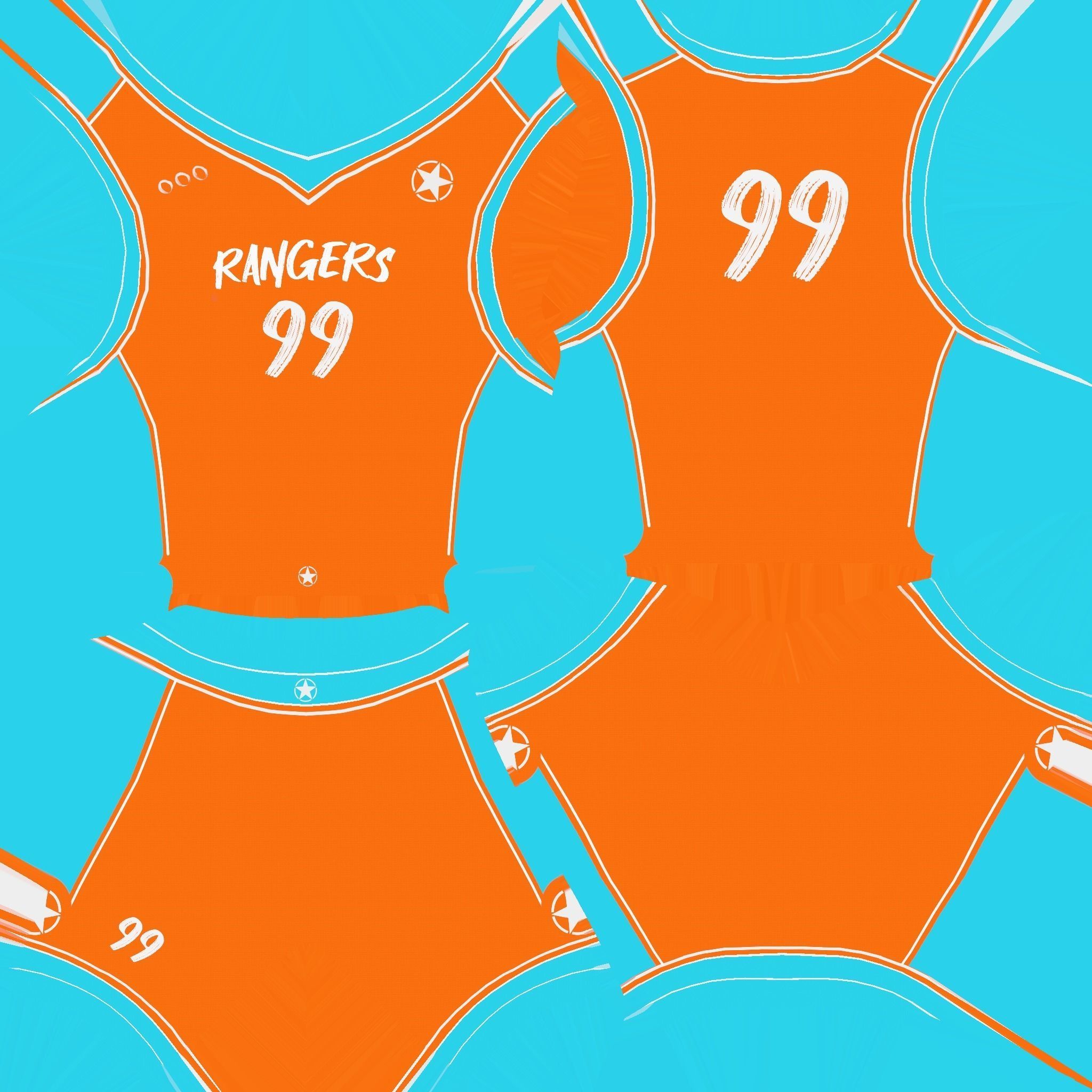 Basketball Fantasy Team Rangers Uniform - Character Design Low-poly 3D model_20