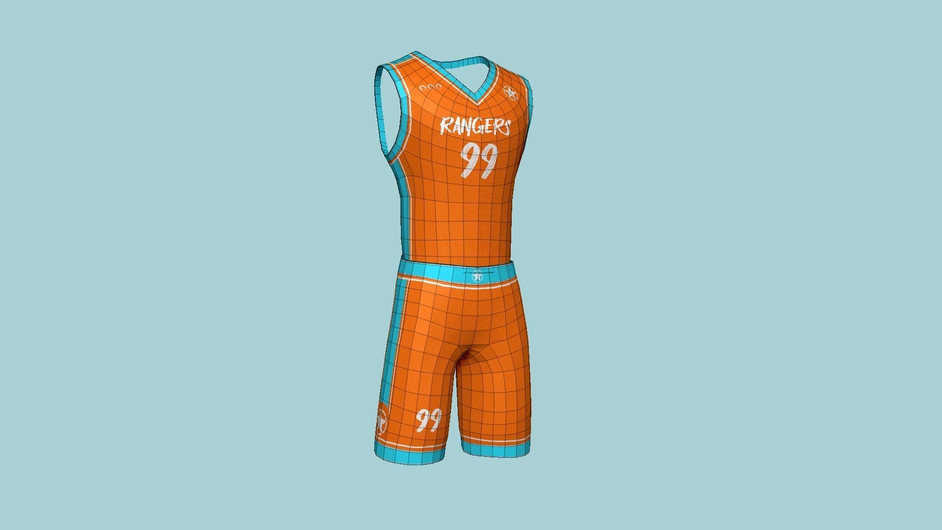Basketball Fantasy Team Rangers Uniform - Character Design Low-poly 3D model_8