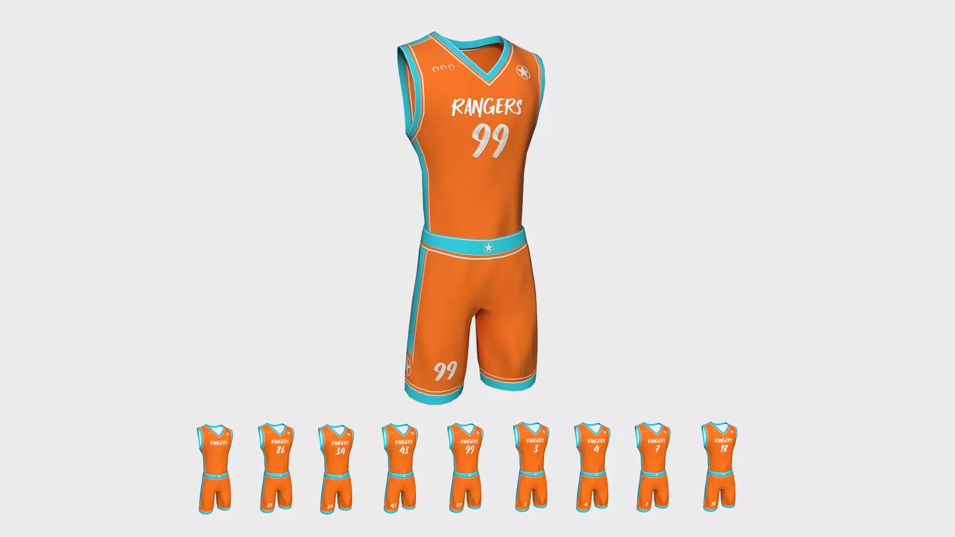 Basketball Fantasy Team Rangers Uniform - Character Design Low-poly 3D model_0
