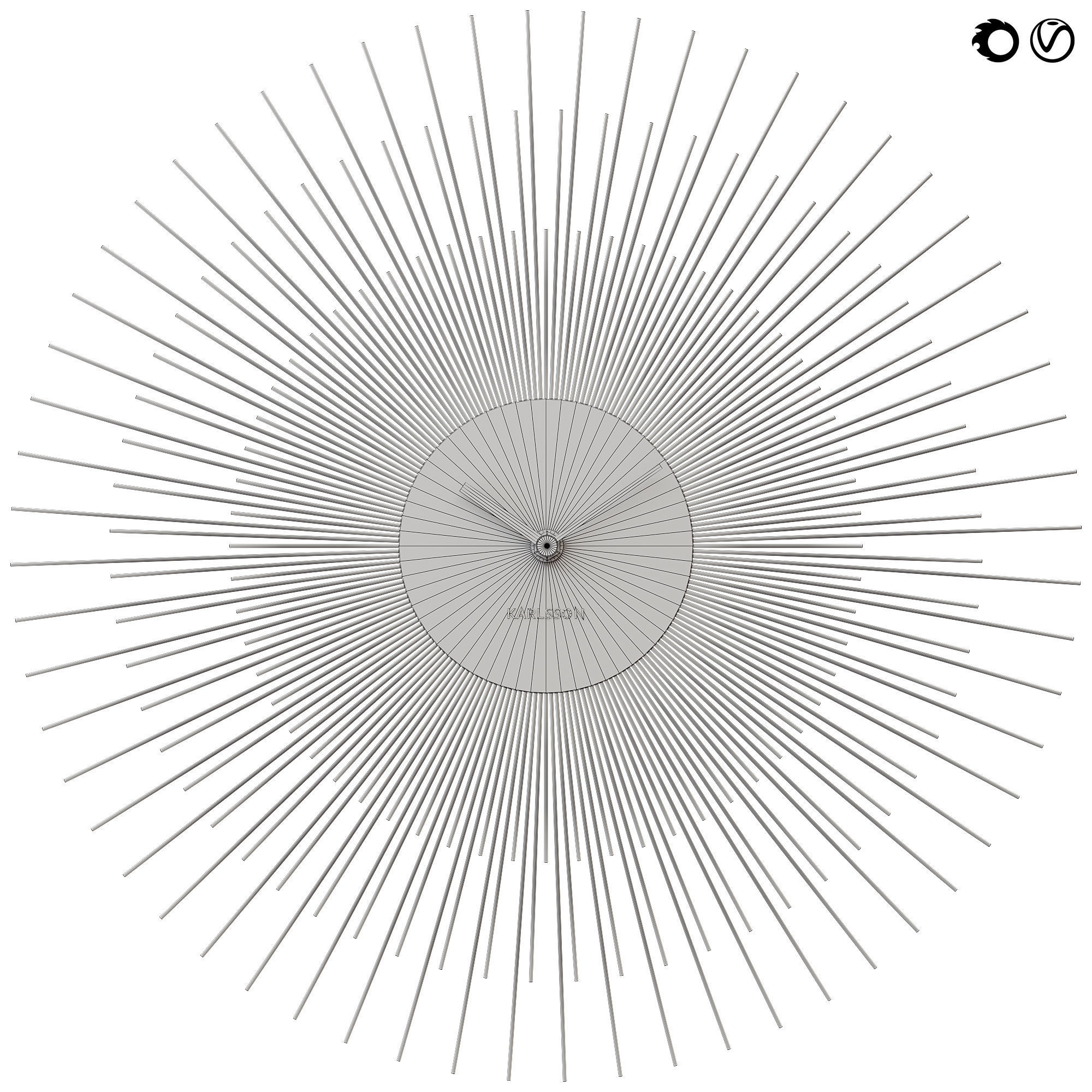 Karlsson Large Peony Wall Clock Golden and Black 3D model_3