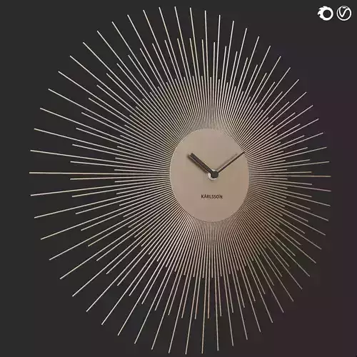 Karlsson Large Peony Wall Clock Golden and Black  3D model