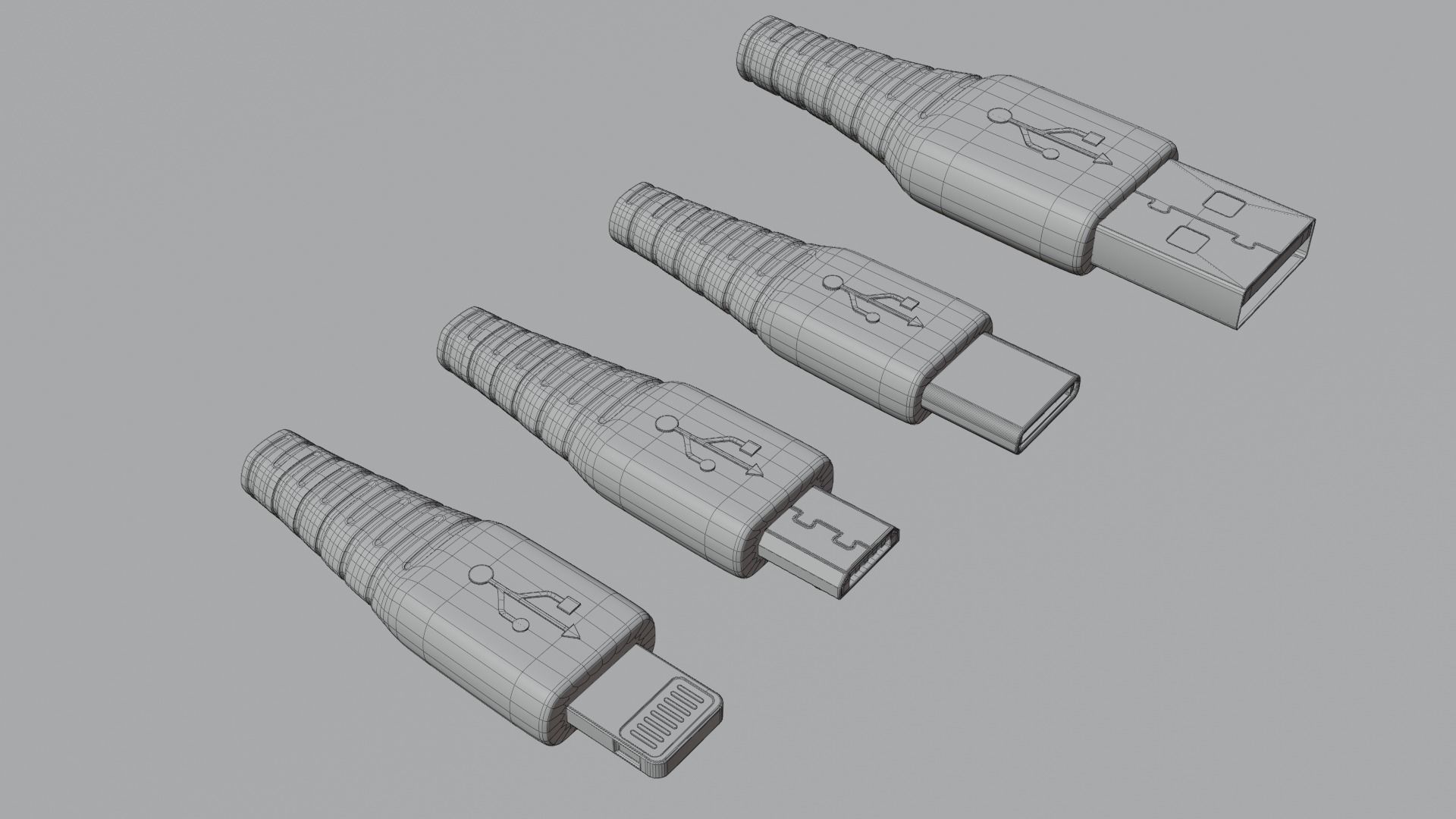 High-poly Charging pins set 3D model_4