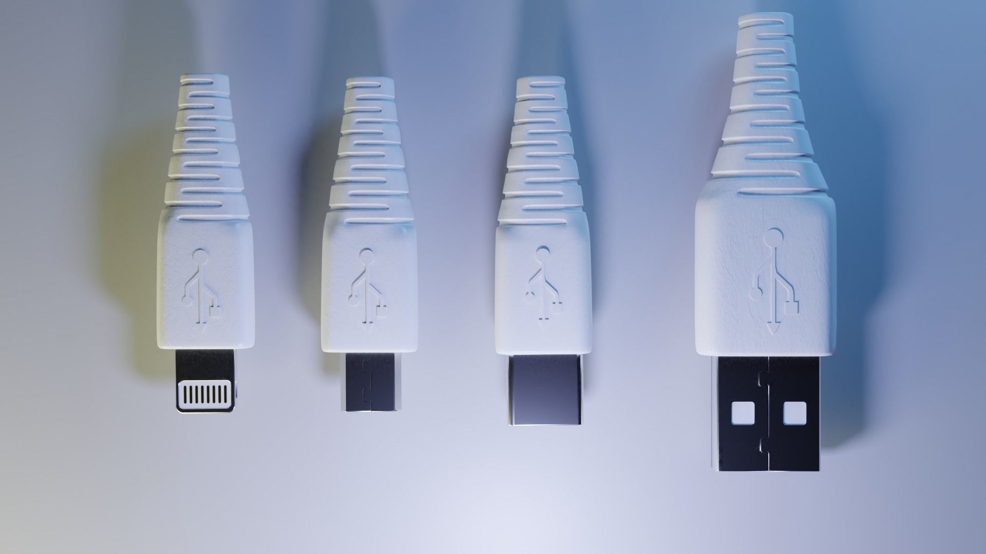 High-poly Charging pins set 3D model_1