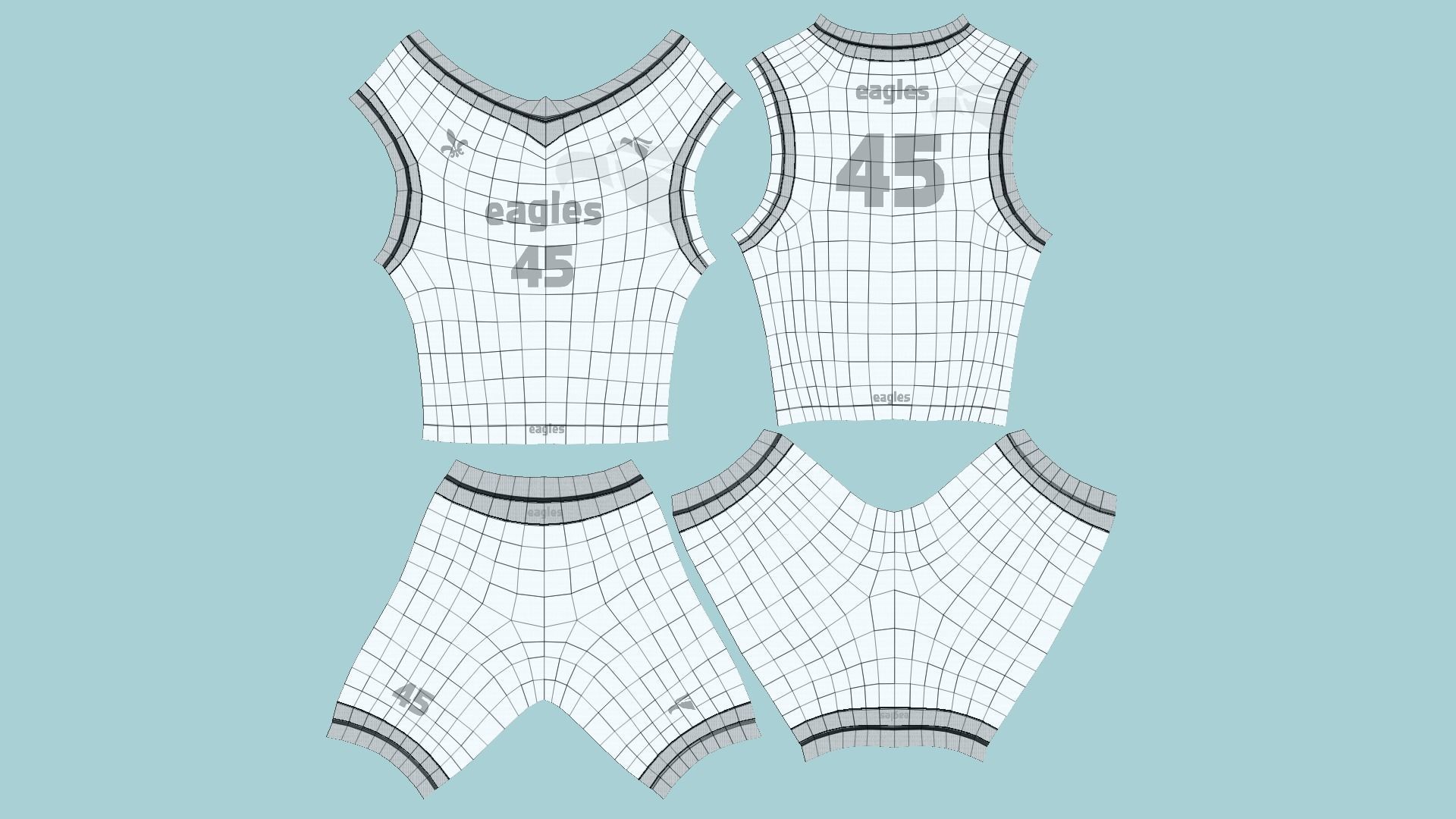Basketball Fantasy Team Eagles Uniform - Character Design Low-poly 3D model_7