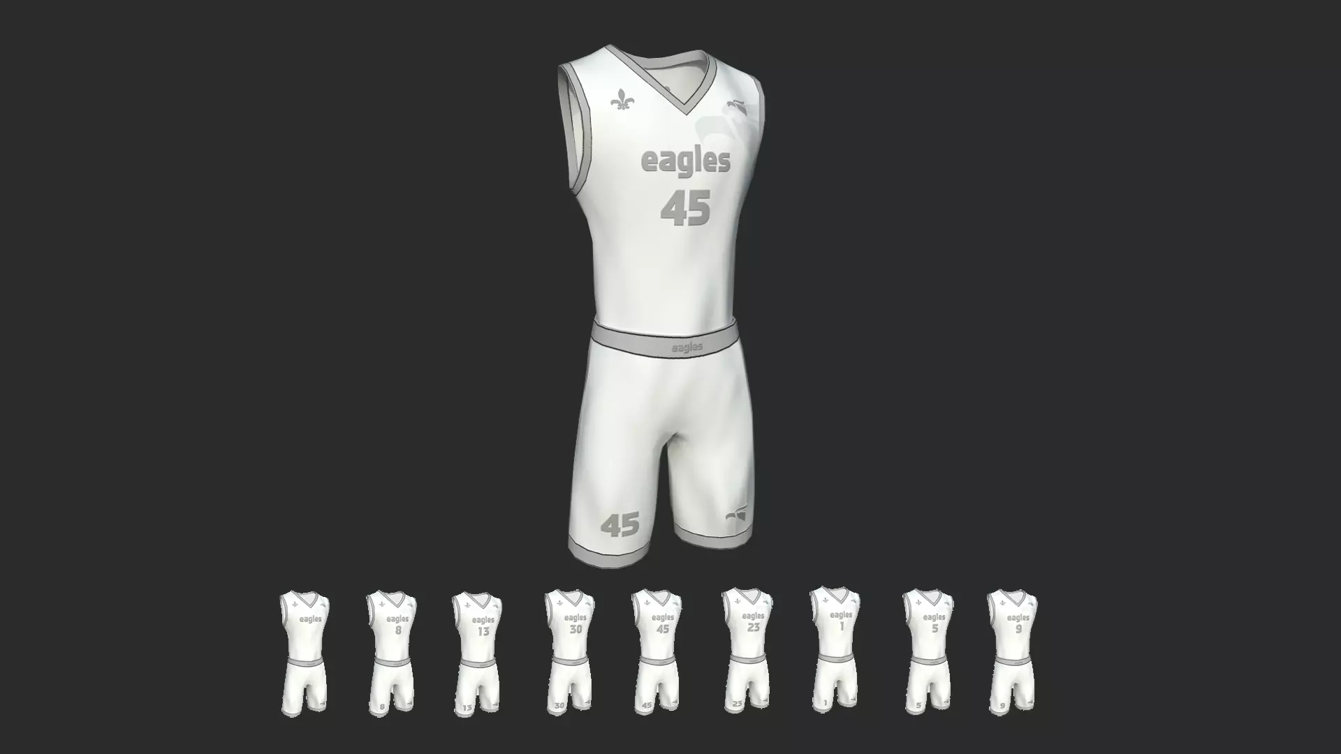 Basketball Fantasy Team Eagles Uniform - Character Design Low-poly 3D model_0