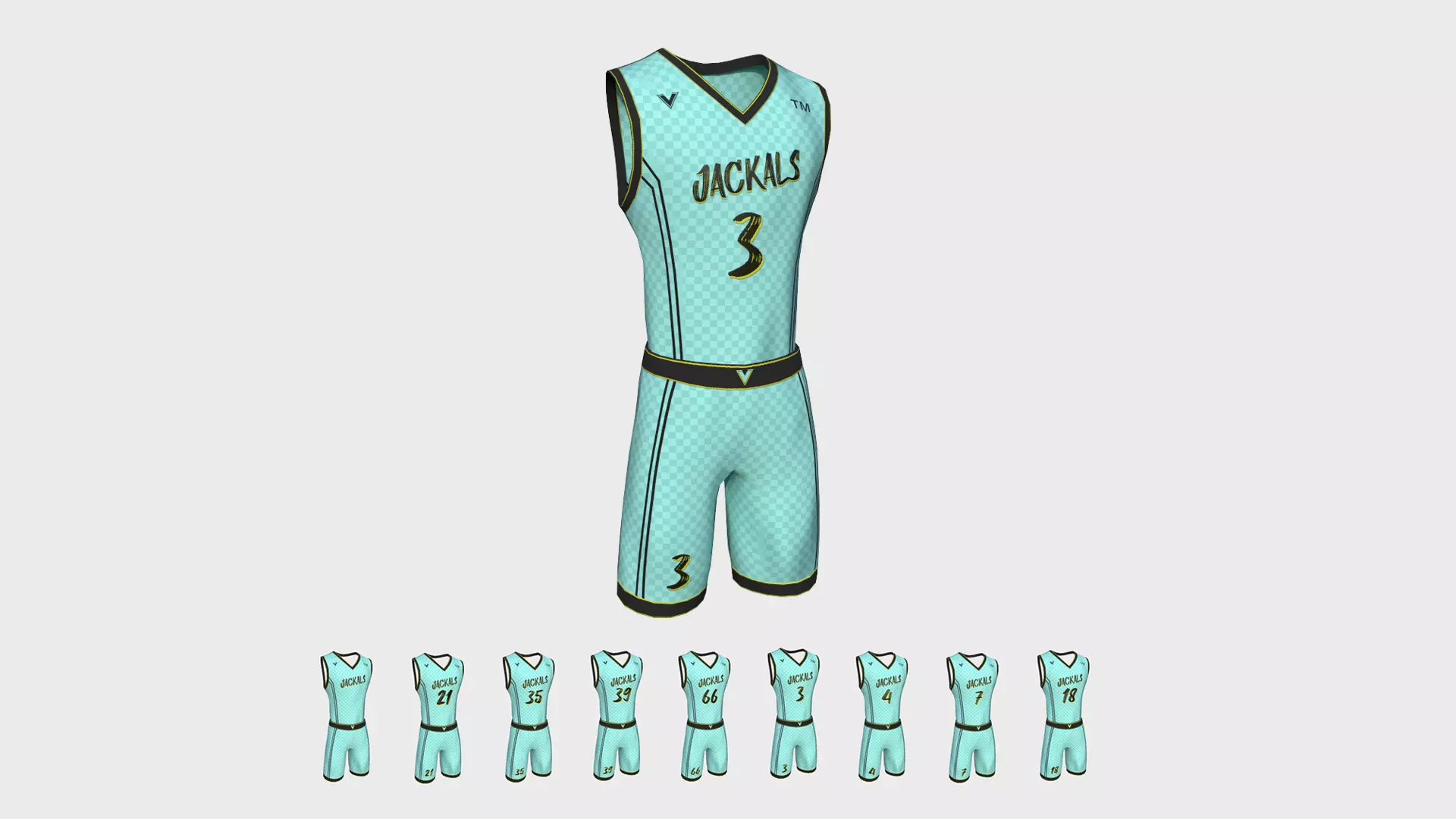 Basketball Fantasy Team Jackals Uniform - Character Design Low-poly 3D model_0