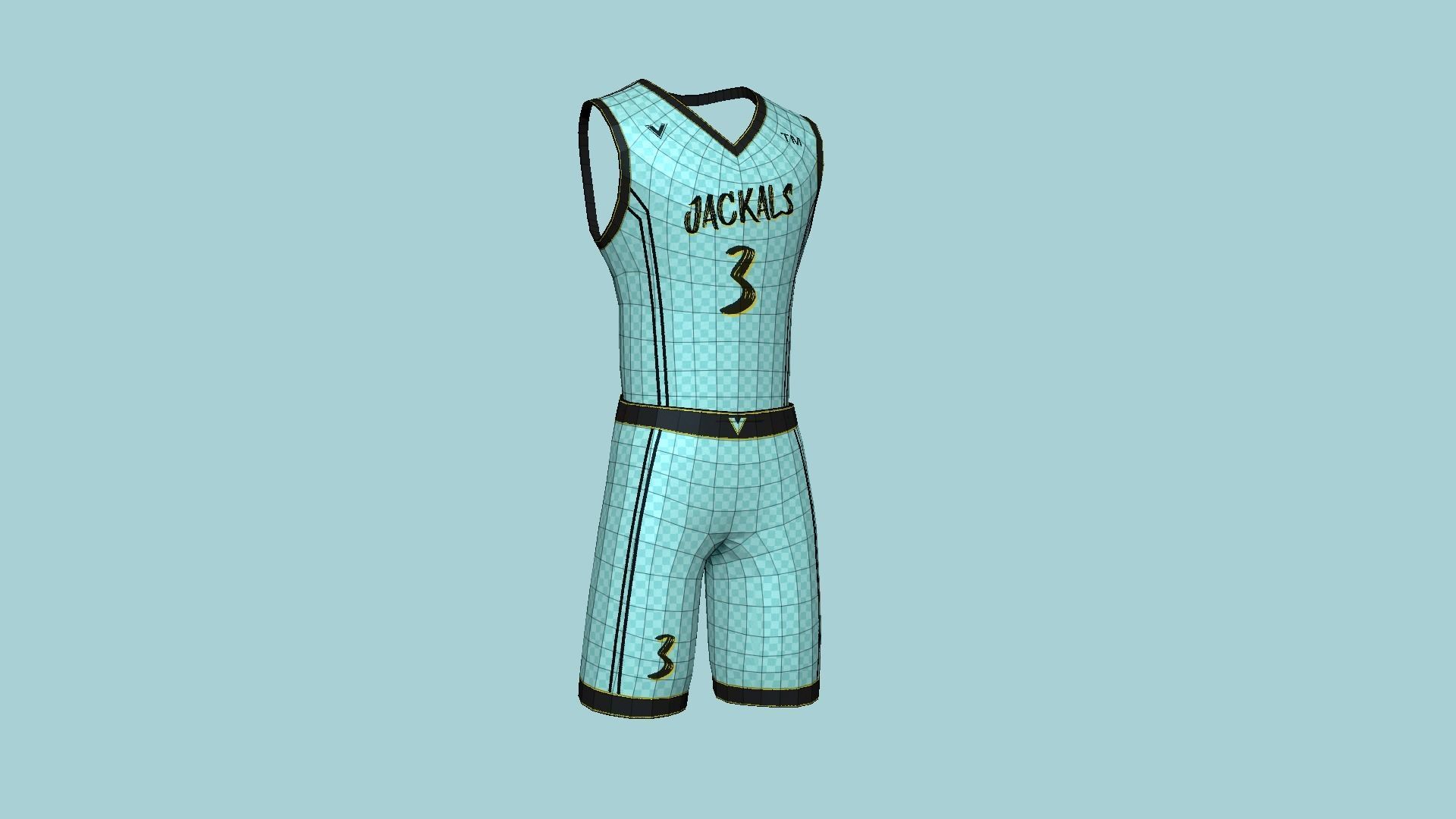Basketball Fantasy Team Jackals Uniform - Character Design Low-poly 3D model_8