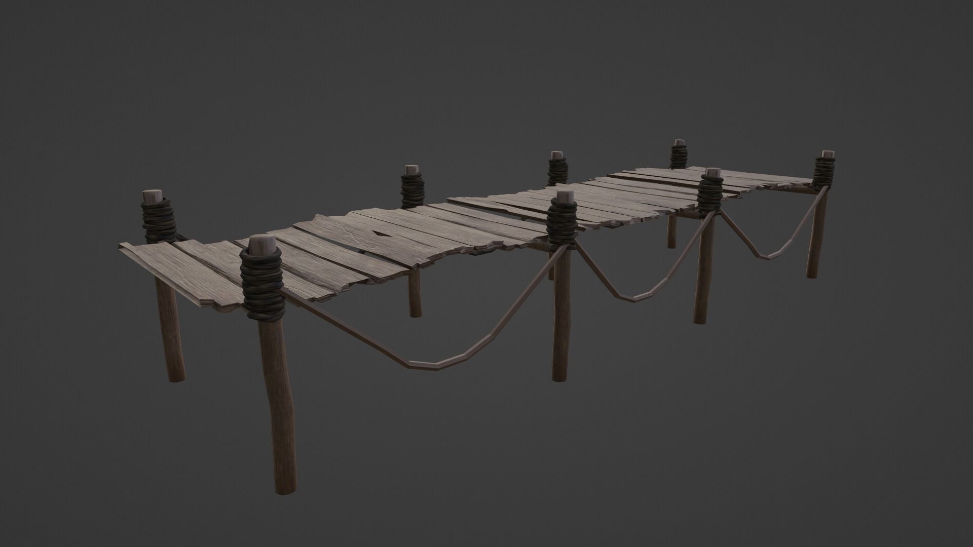 Bridge - Old Bridge - Game Ready - PBR 3D model_6