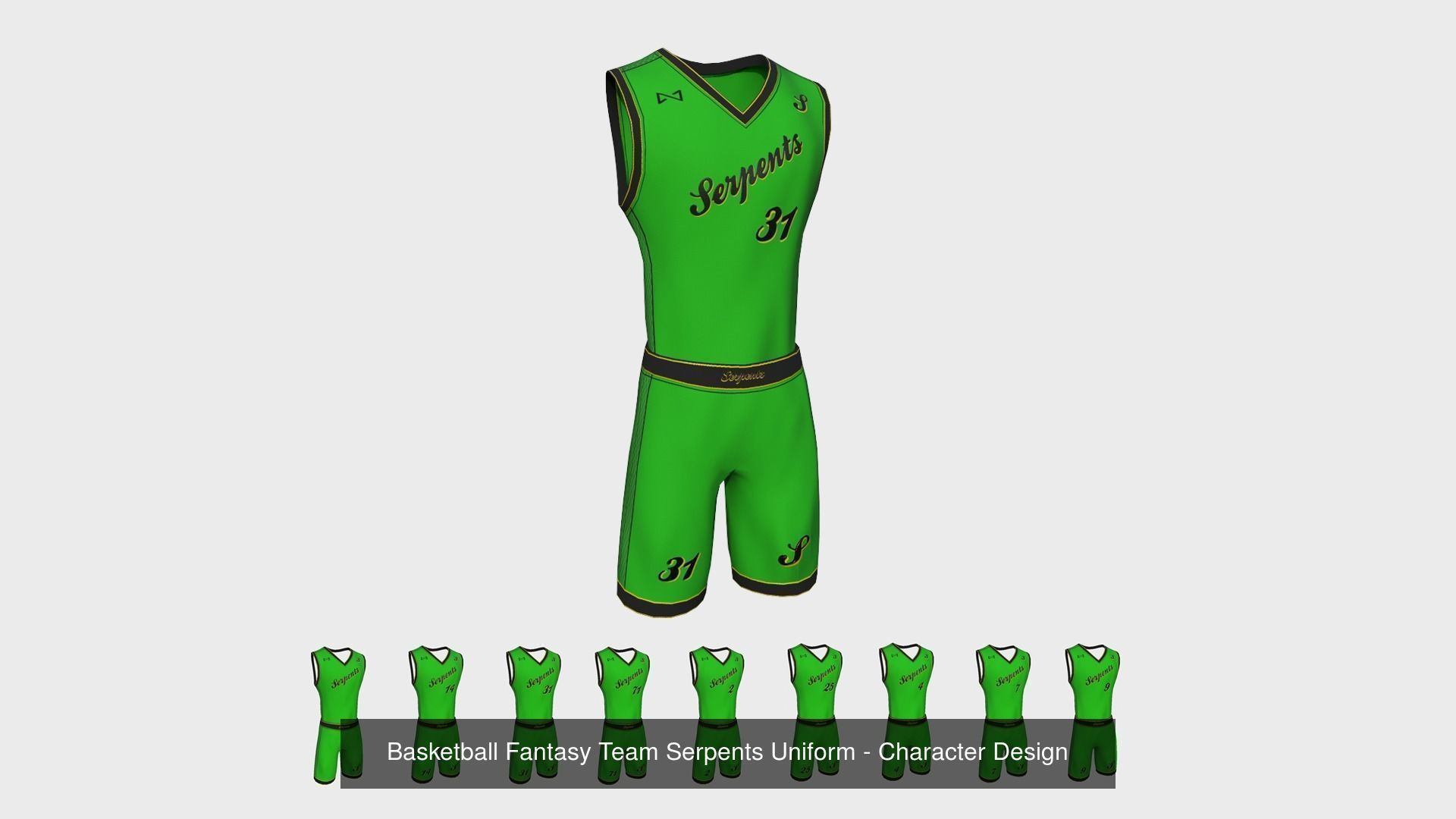 10 Basketball Fantasy Teams Uniforms - Character Design 3D Model Collection_5