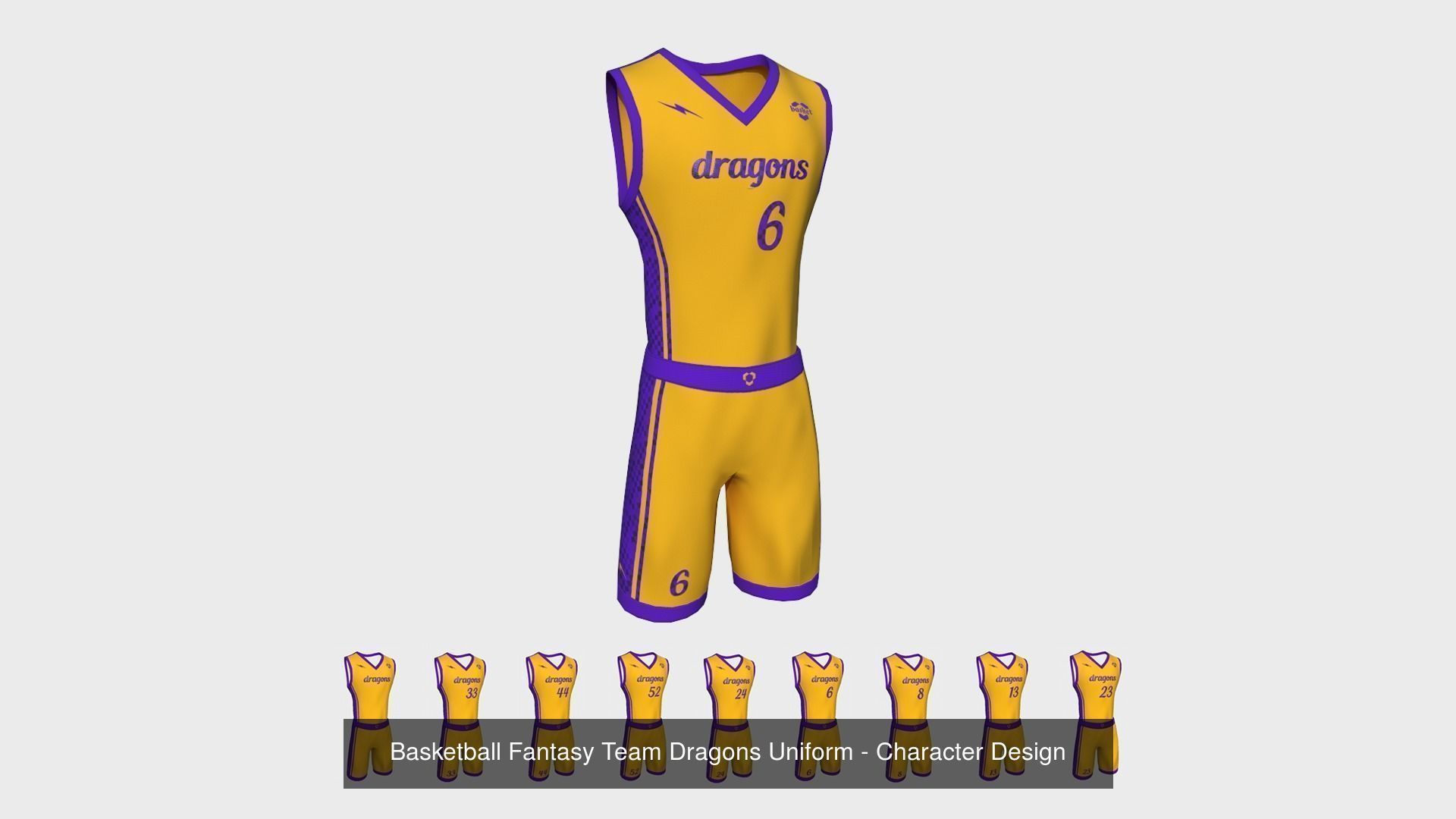 10 Basketball Fantasy Teams Uniforms - Character Design 3D Model Collection_1