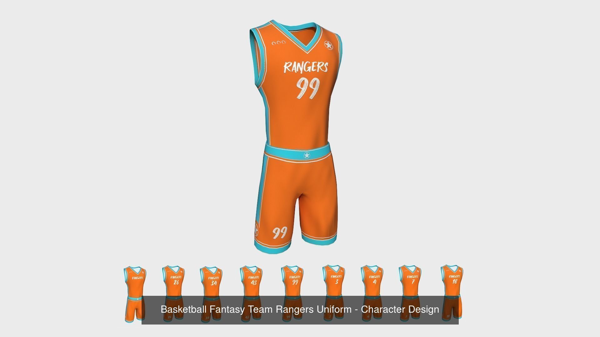 10 Basketball Fantasy Teams Uniforms - Character Design 3D Model Collection_7