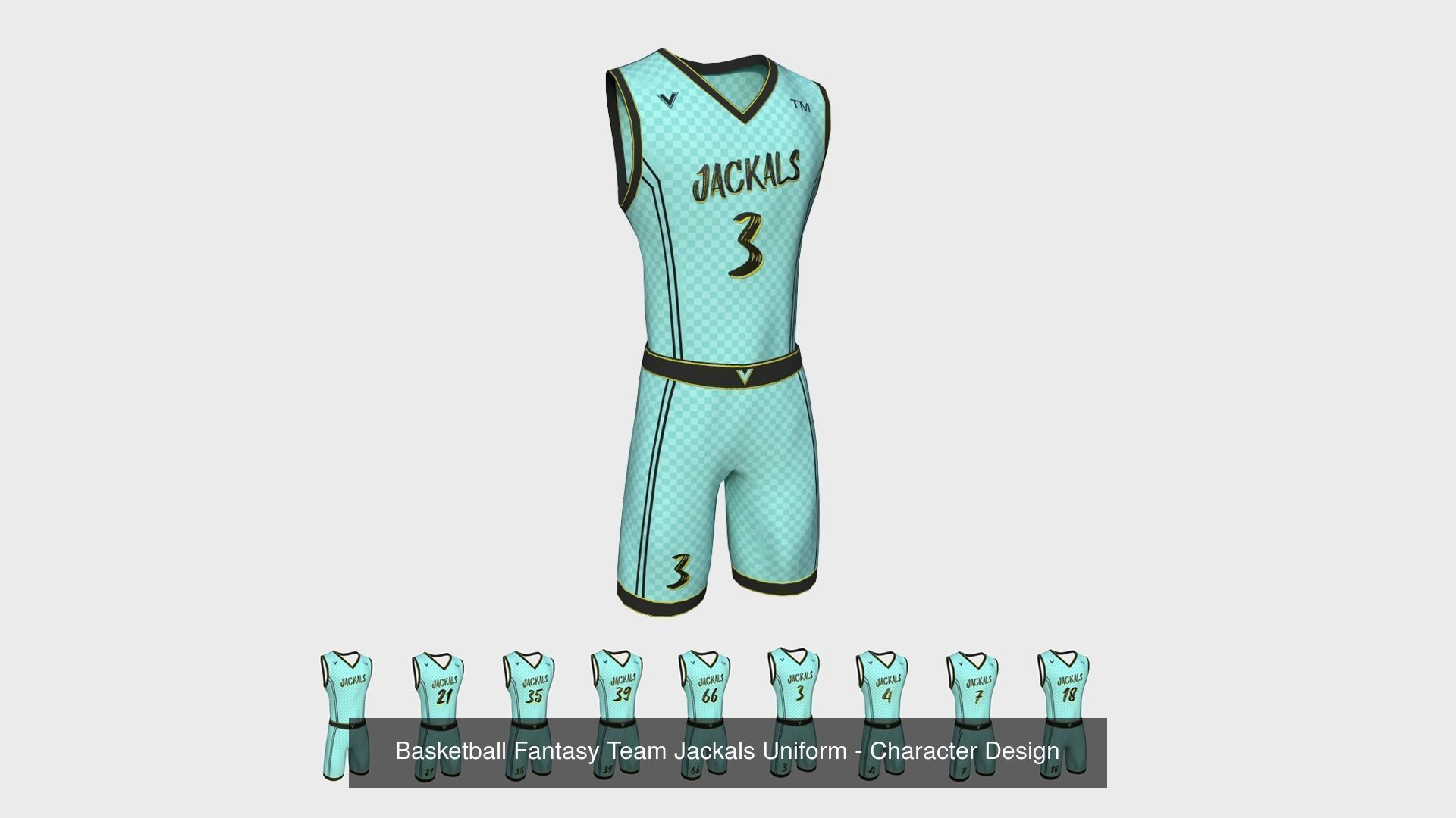 10 Basketball Fantasy Teams Uniforms - Character Design 3D Model Collection_10
