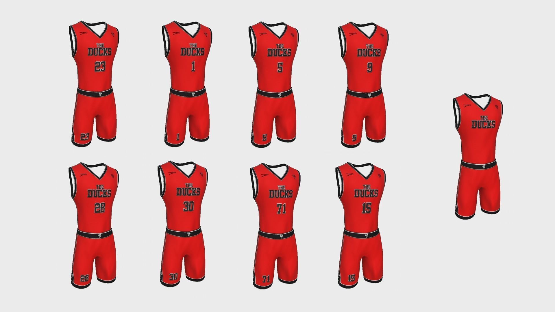 10 Basketball Fantasy Teams Uniforms - Character Design 3D Model Collection_48
