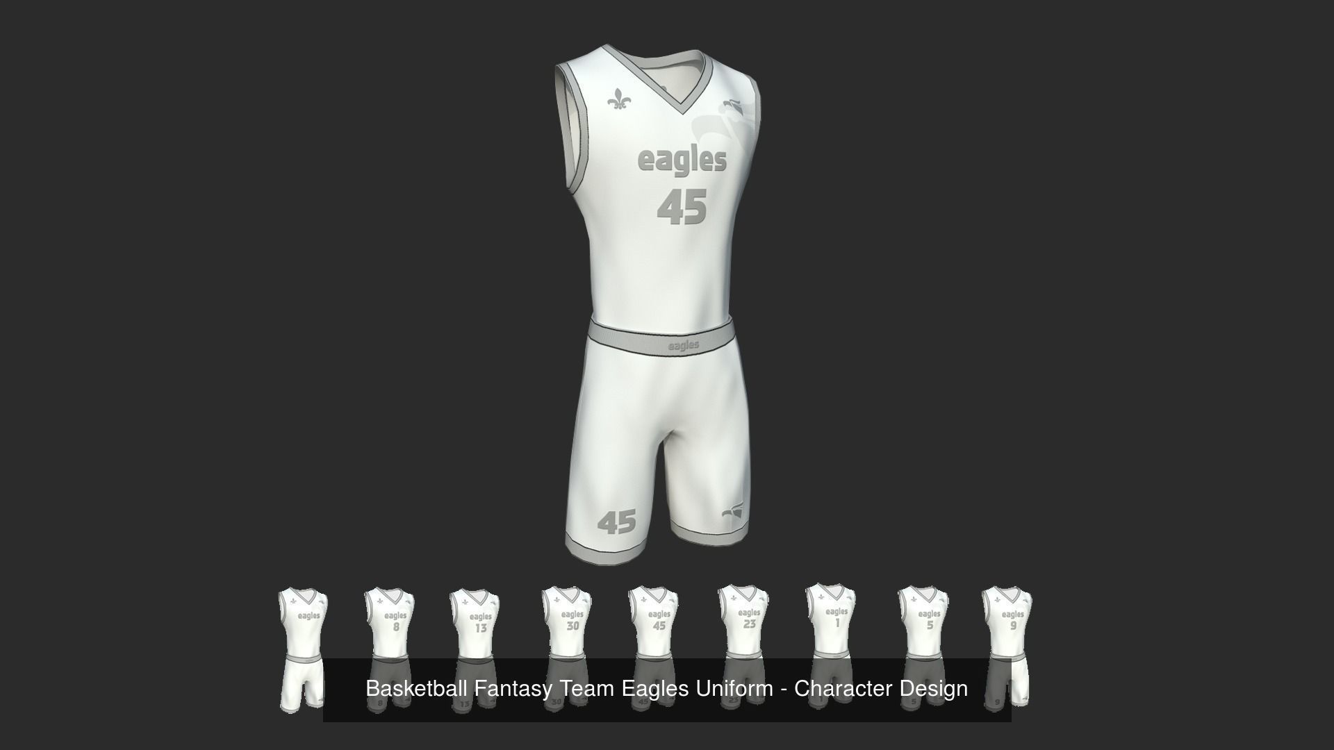 10 Basketball Fantasy Teams Uniforms - Character Design 3D Model Collection_9