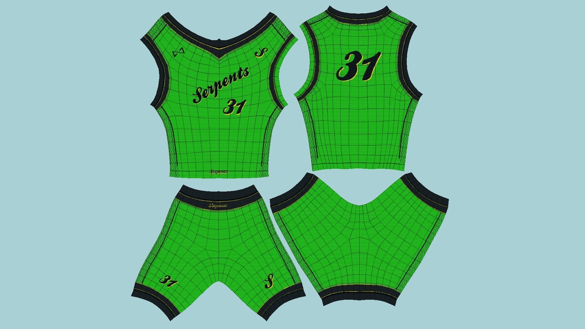 10 Basketball Fantasy Teams Uniforms - Character Design 3D Model Collection_93