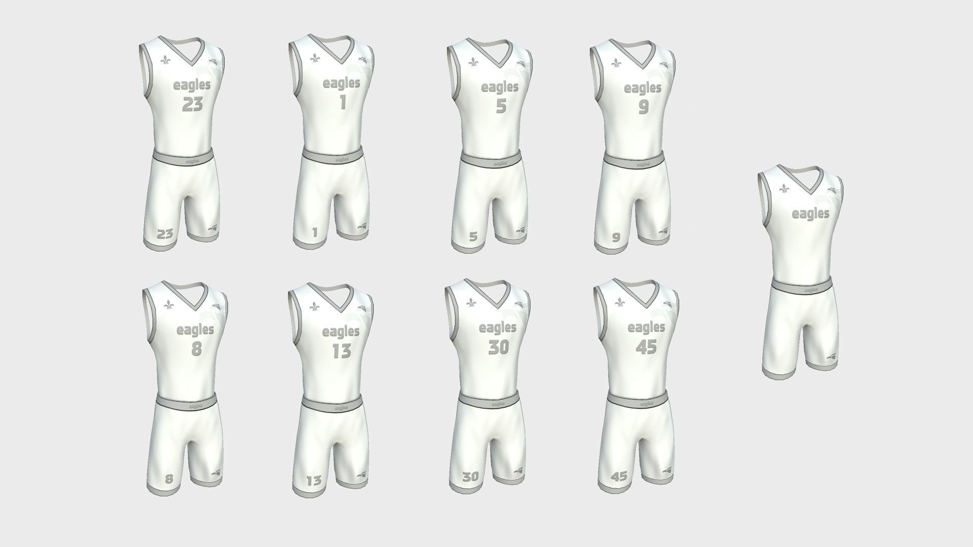 10 Basketball Fantasy Teams Uniforms - Character Design 3D Model Collection_77